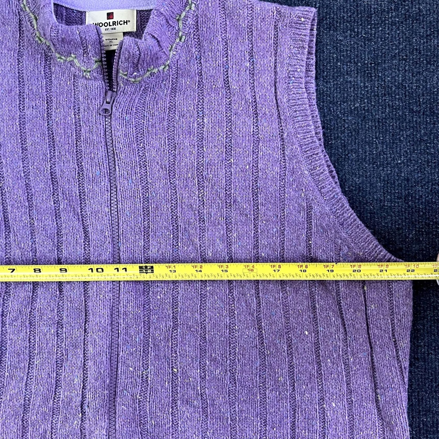 Vintage Woolrich Vest Womens XL Purple Sage Heather Mock Neck Full Zip Knit Sleeveless Sweater Size XL / US 12-14 / IT 48-50 - 6 Thumbnail