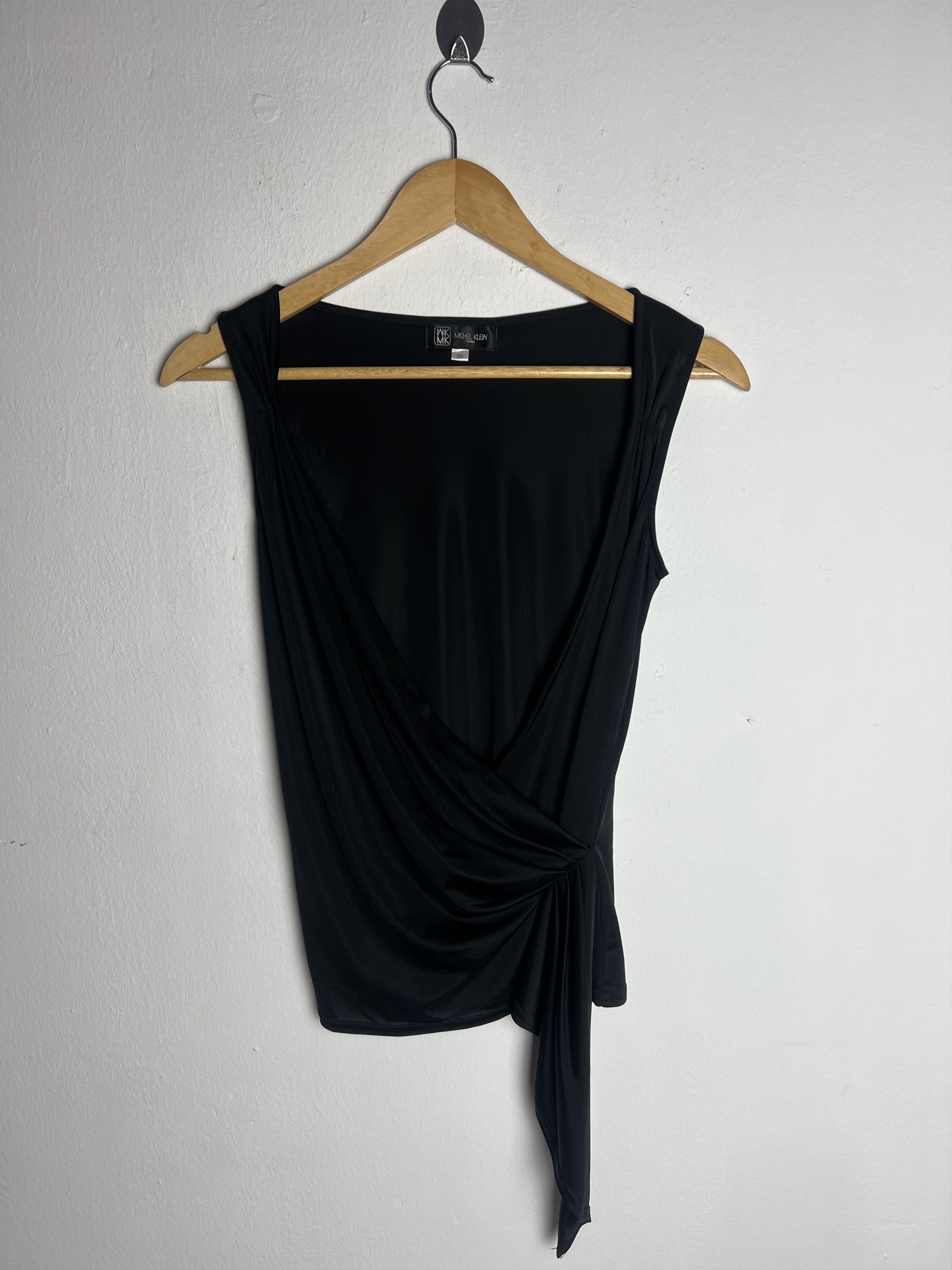 Michel Klein Michel Klein Black Sleeveless Top with Ruched Drape Size XS / US 0-2 / IT 36-38 - 1 Thumbnail