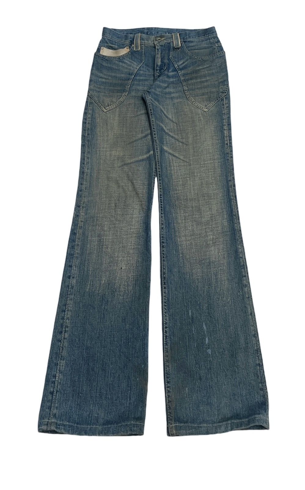 If Six Was Nine Rare Design Vintage Nicole Club Leather Pocket Jeans 1990s Size US 33 - 1 Thumbnail