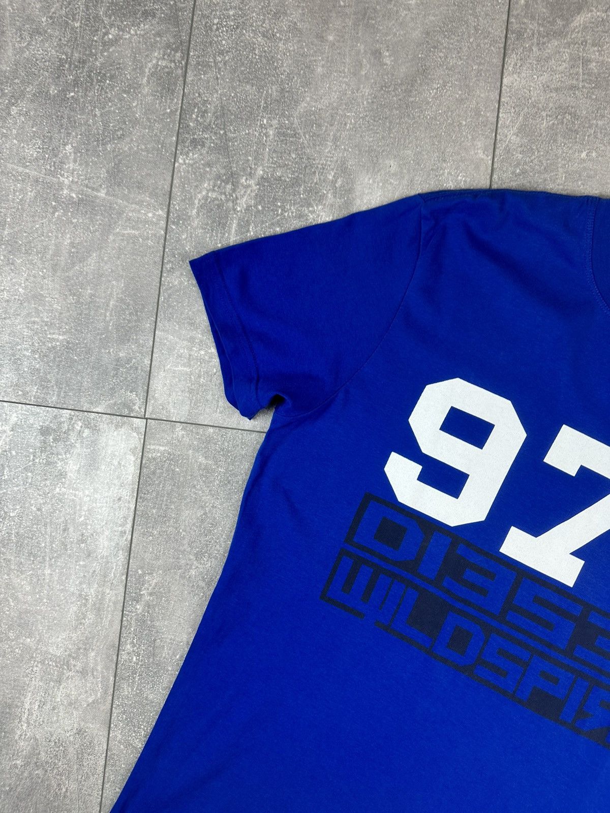 Diesel Diesel 978 Overprint Logo Mens Blue T-Shirt Size US M / EU 48-50 / 2 - 7 Thumbnail