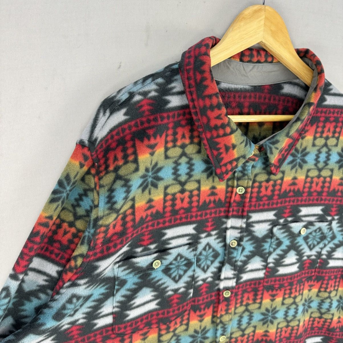 Japanese Brand Vintage Navajo Aztec Pattern Fleece Overshirt Size US XXL / EU 58 / 5 - 2 Thumbnail