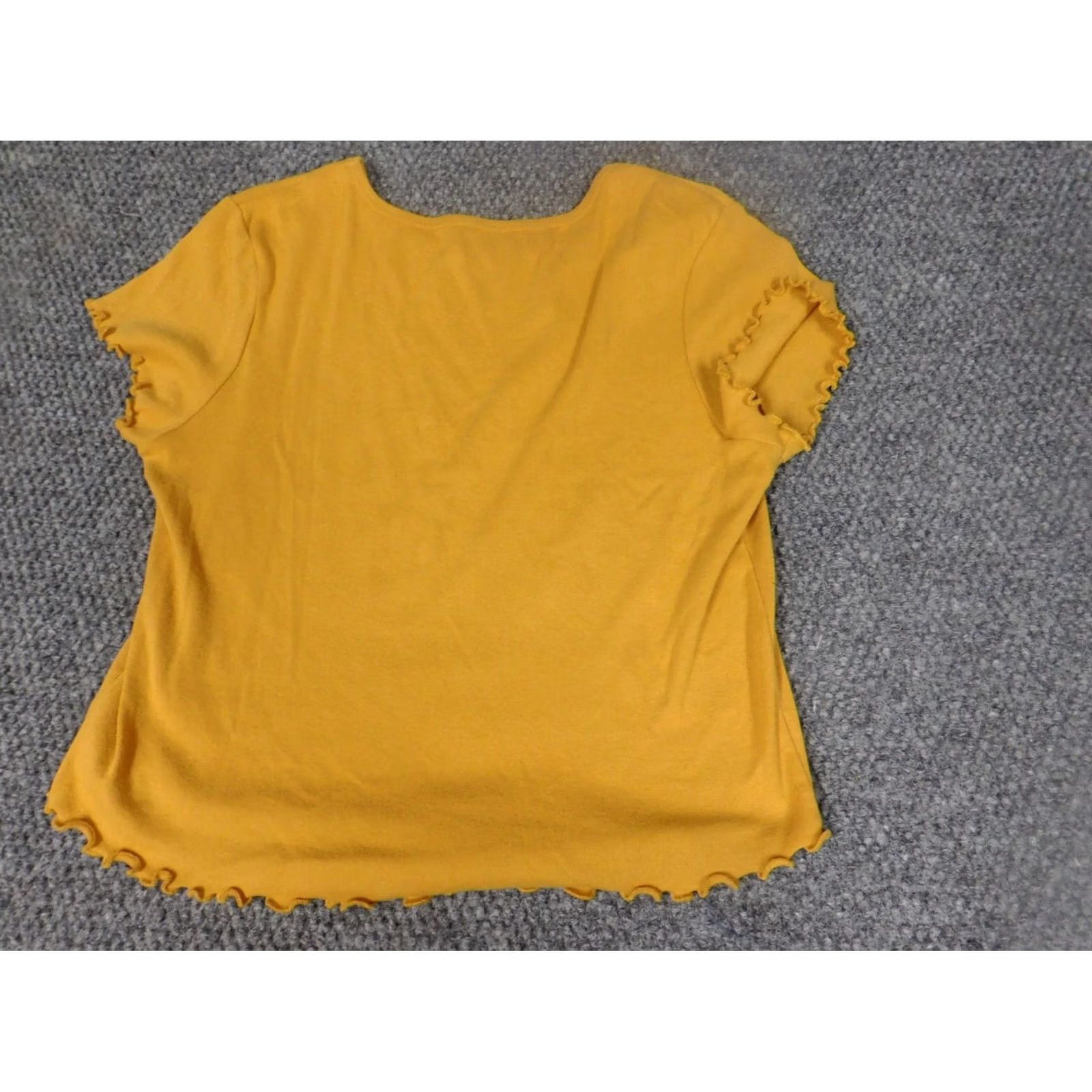 Awake NY Awake Blouse M Women Yellow Crew Neck Short Sleeve Cap Sleeve Rayon Casual California Stretch Regular Modern Basic Shirt Size M / US 6-8 / IT 42-44 - 6 Thumbnail