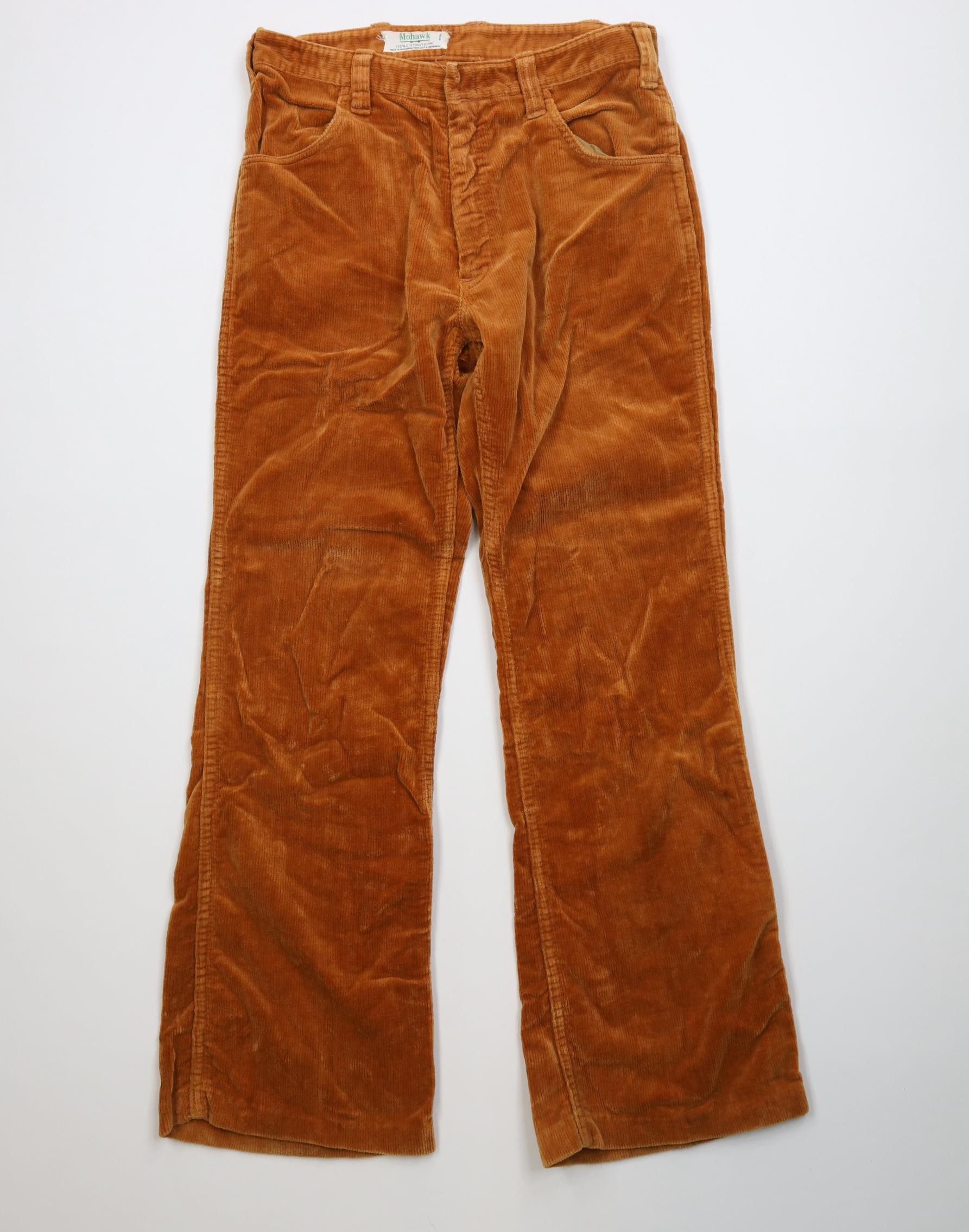 Vintage Vintage 70s Streetwear Corduroy Wide Leg Pants Orange Brown Size US 29 - 1 Thumbnail