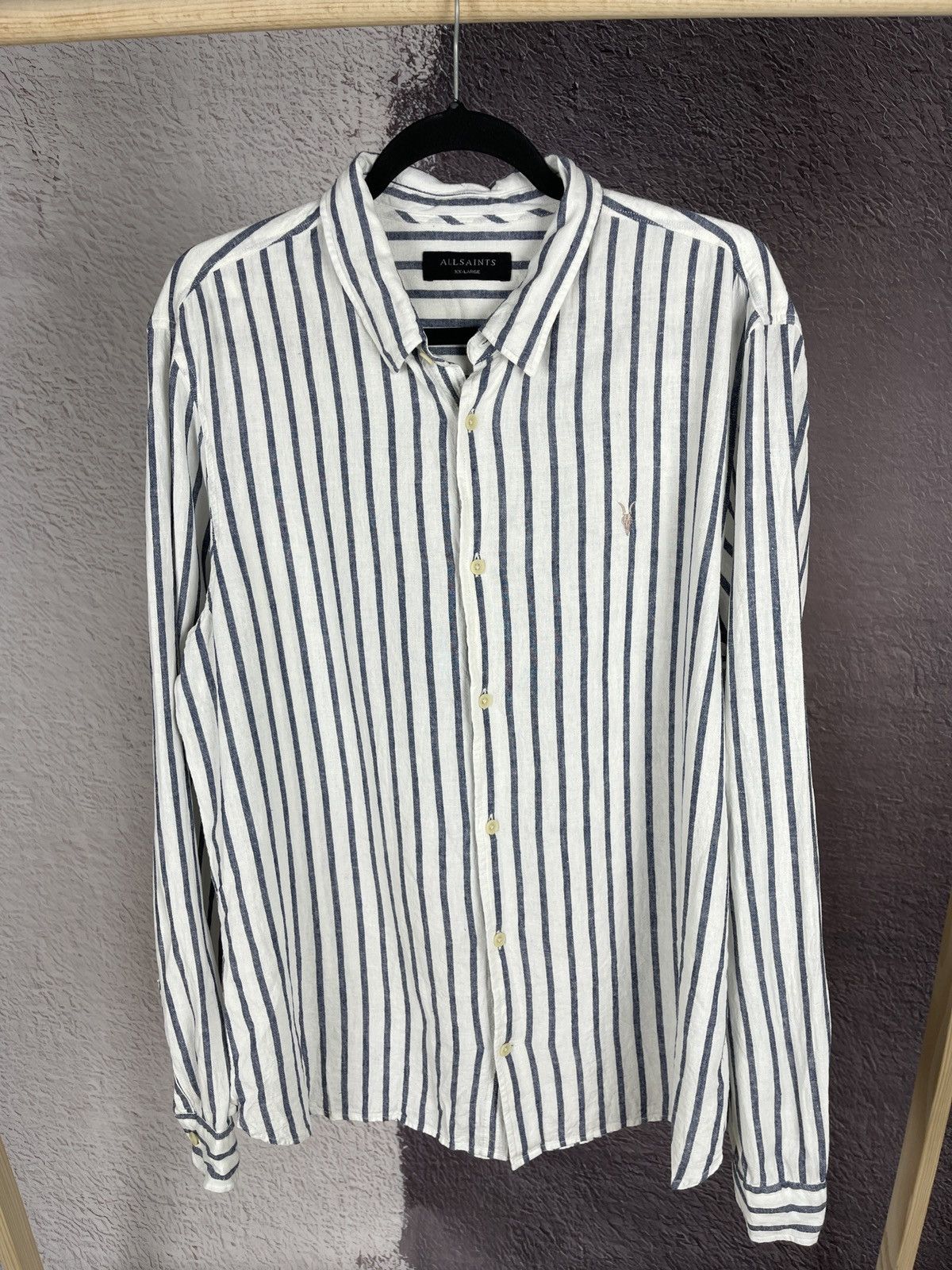 Allsaints Allsaints Dedham long sleeve striped shirt linen blend Size US XXL / EU 58 / 5 - 1 Thumbnail