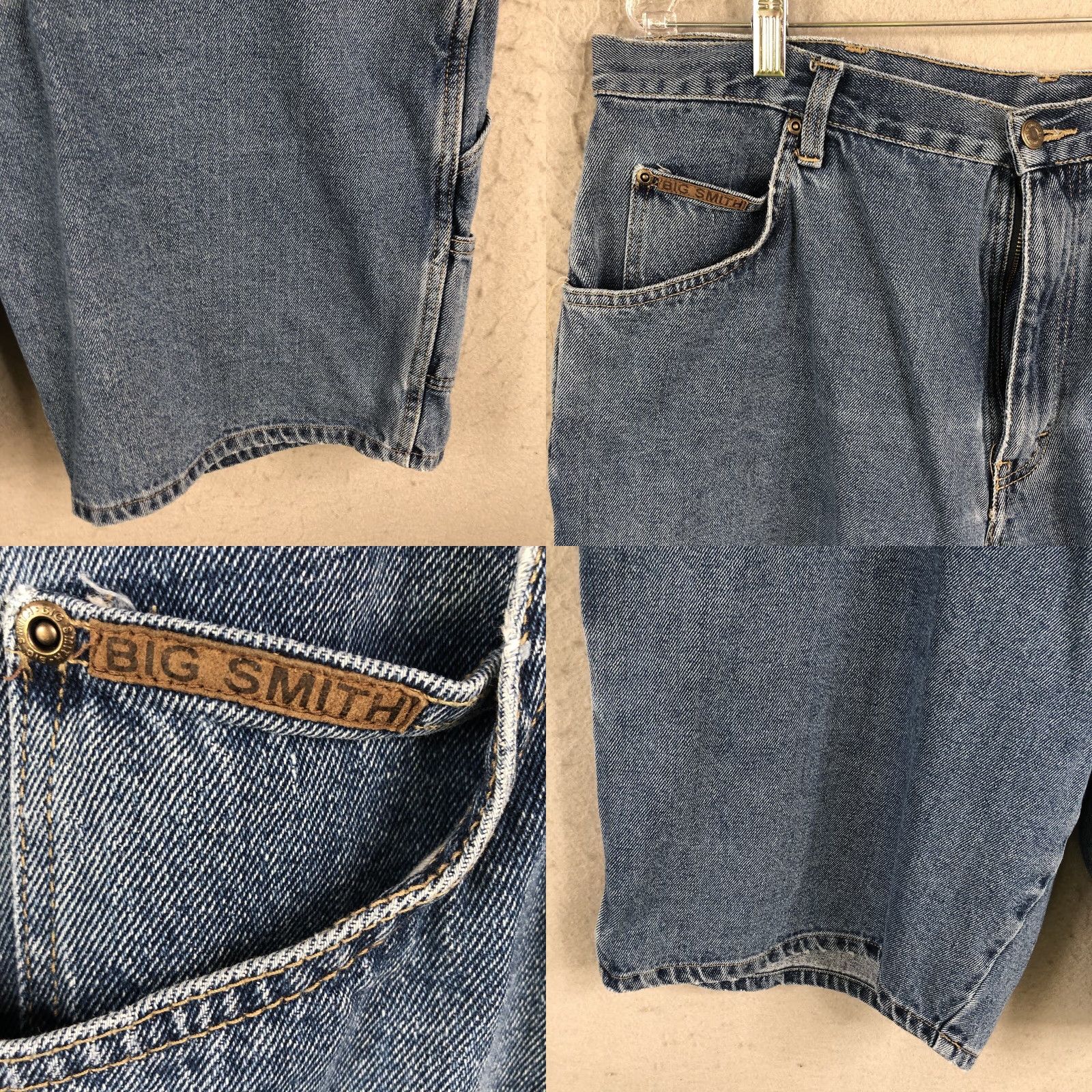 Vintage VINTAGE Big Smith Carpenter Jeans Shorts Mens 38 Blue Denim Jorts Utility Baggy Y2K 9in Inseam Casual Mens Size US 38 / EU 54 - 8 Thumbnail