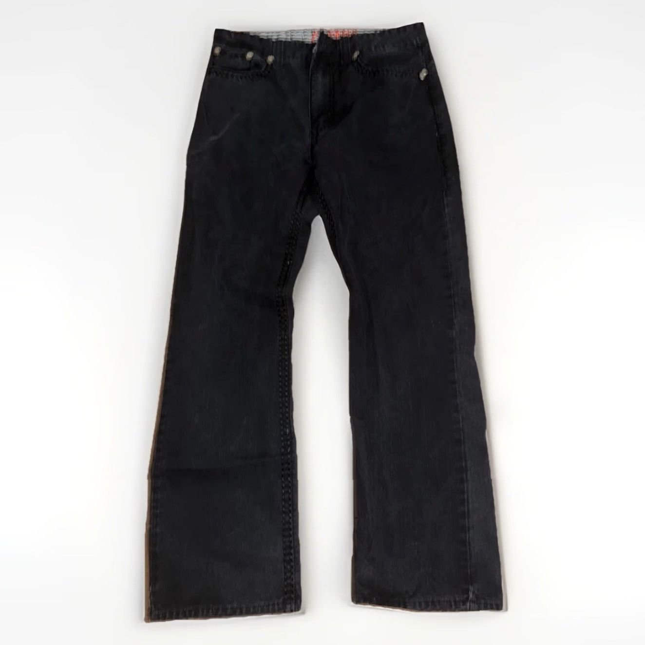 Cougar VINTAGE Platini Jeans Cougar Pants Black 33x32 Y2K Embroidered Back Pockets Men's Jeans Straight Missing Button Size US 33 - 3 Thumbnail