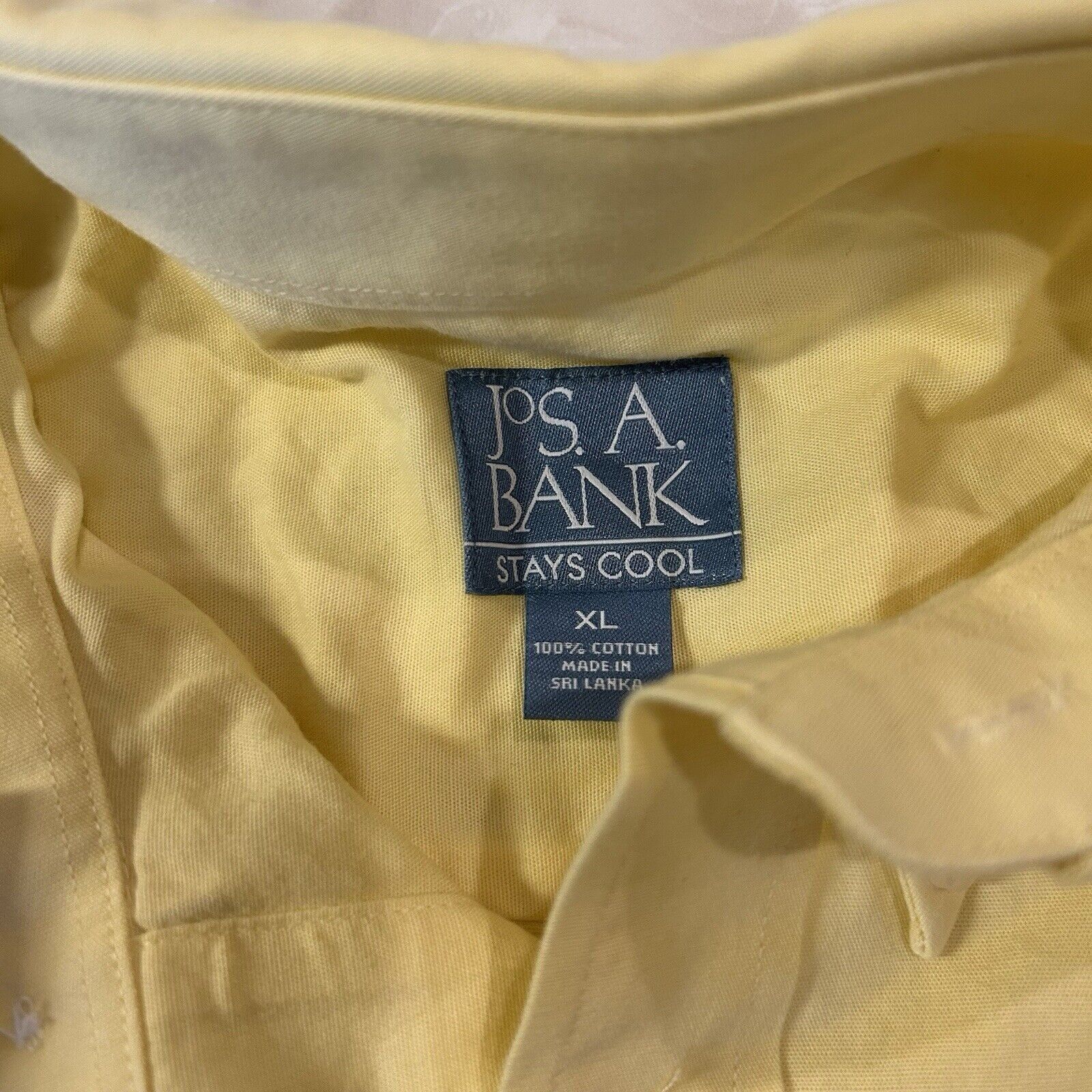 Jos. A. Bank JOS. A Bank Stays Cool Mens XL Yellow Striped Shirt Size US XL / EU 56 / 4 - 2 Thumbnail
