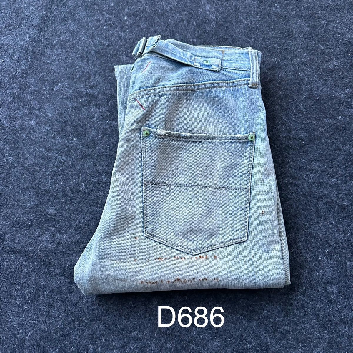 Blue Blue Japan Rare Royal Blue 5 Pocket Buckle Back Denim D686 Size US 31 - 21 Thumbnail