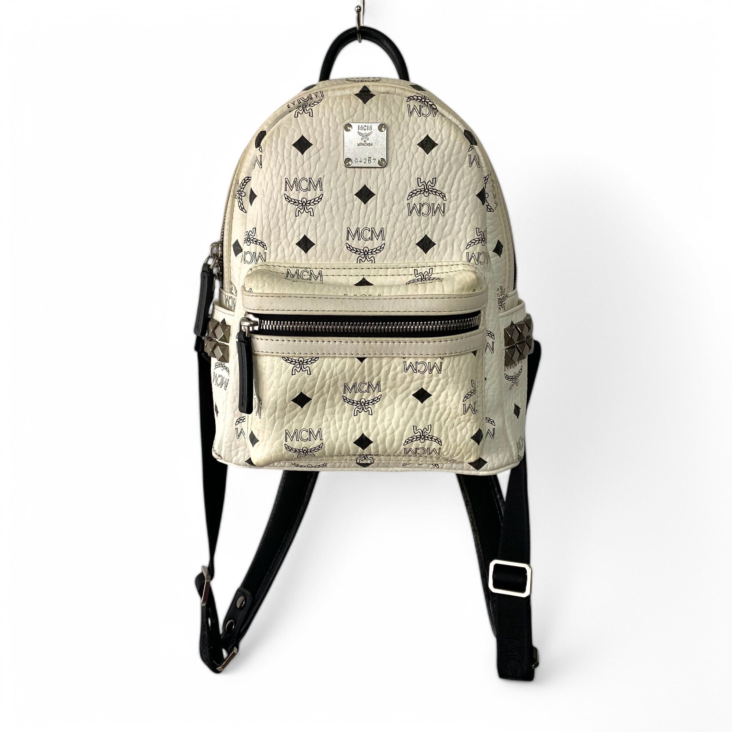 MCM MCM Visetos Side Studs Backpack White MINI Size ONE SIZE - 1 Thumbnail
