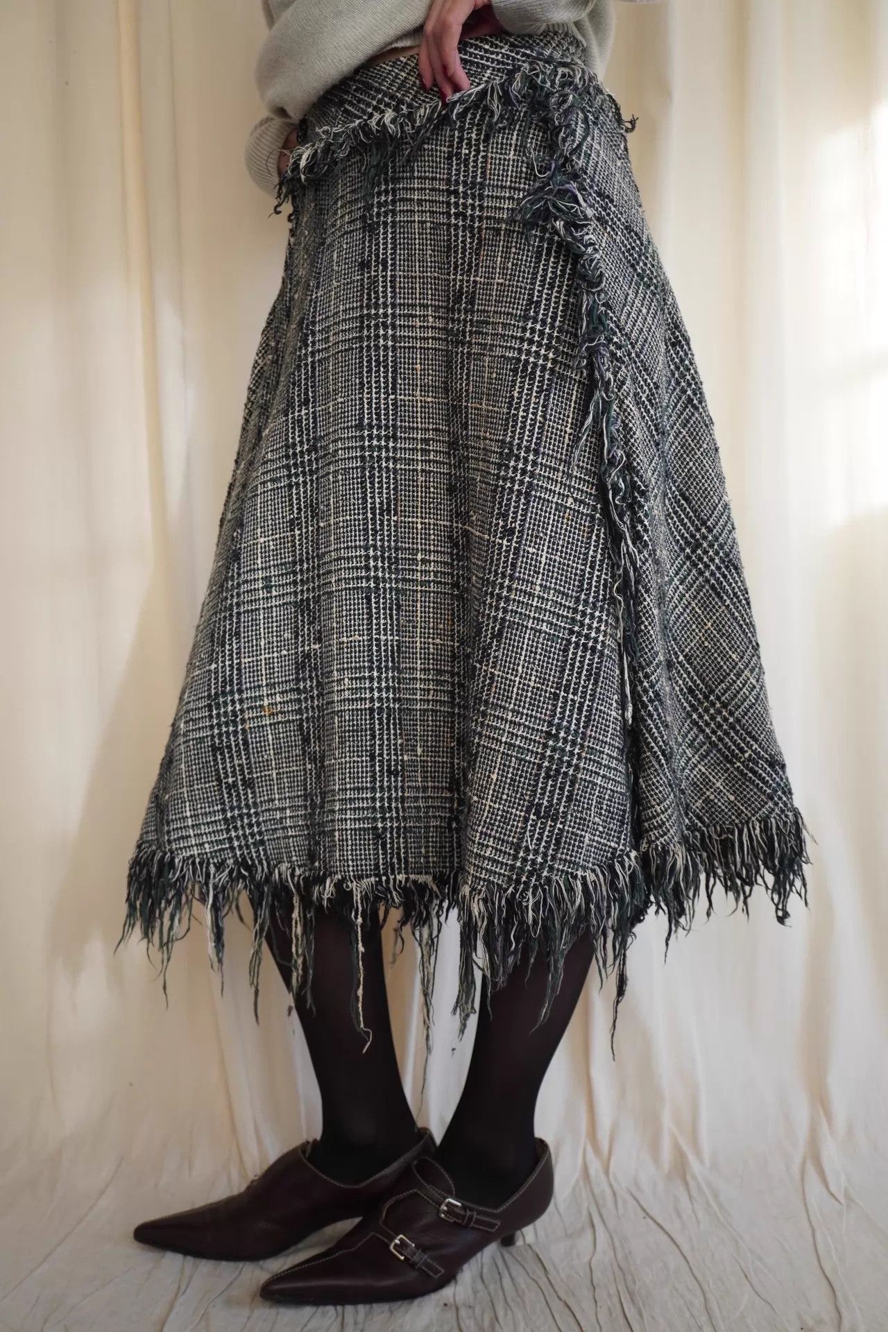 Vivienne Westwood Vivienne Westwood 1997ss Tweed Fringe Dress Green Lav Size 32" / US 10 / IT 46 - 6 Thumbnail