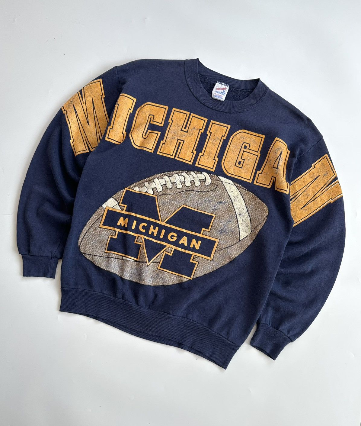 Vintage 90s Vintage Michigan Wolverines Spell Out Sweatshirt Size US M / EU 48-50 / 2 - 1 Thumbnail