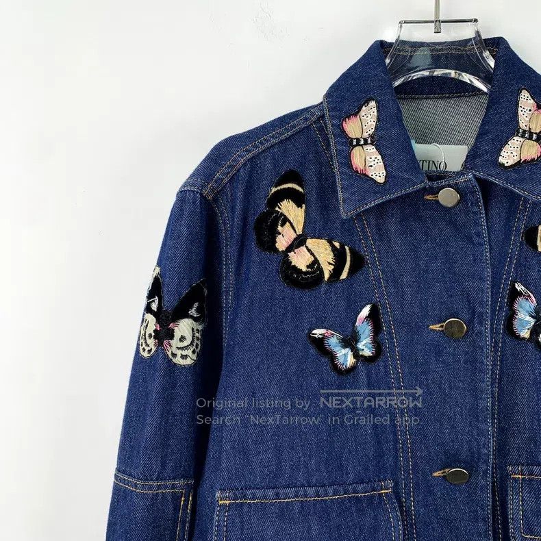Valentino Valentino Dark blue butterfly denim jacket Size M / US 6-8 / IT 42-44 - 3 Thumbnail