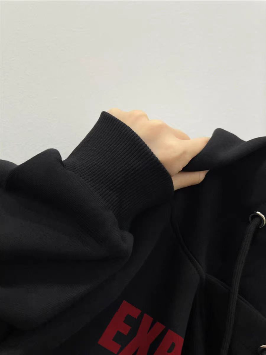 Designer × Japanese Brand Letter Print Retro Hip Hop Hooded Sweatshirt Size US L / EU 52-54 / 3 - 5 Thumbnail
