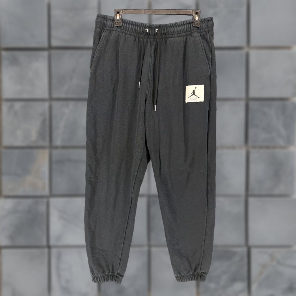 Jordan Brand Jordan Flight Fleece Pants Mens Large Black Washed Joggers DQ7468-010 Cotton Size US 33 - 1 Thumbnail