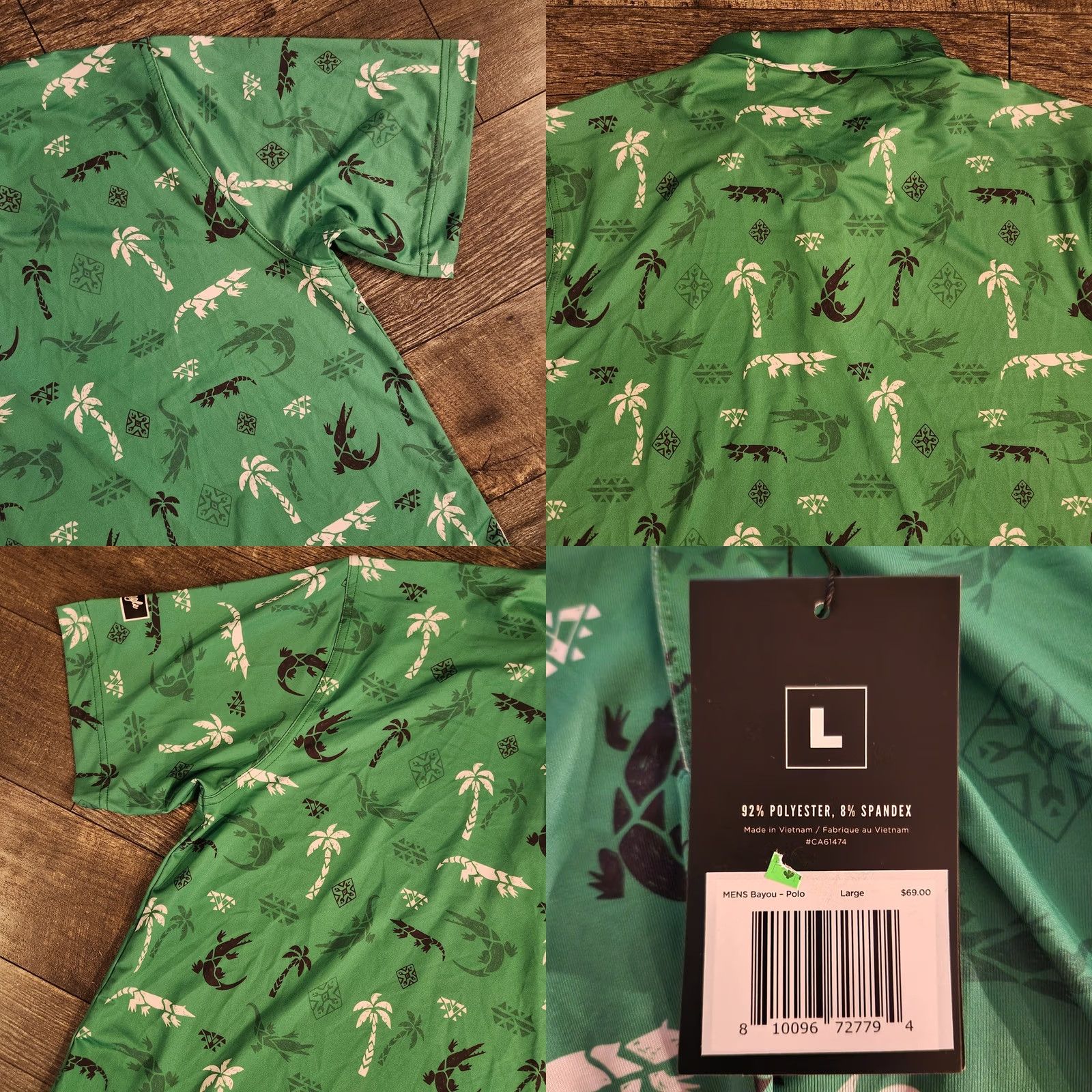 Vintage Waggle Shirt Mens L Golf Polo Aligator Palms AOP Performance Florida New Size US L / EU 52-54 / 3 - 8 Thumbnail