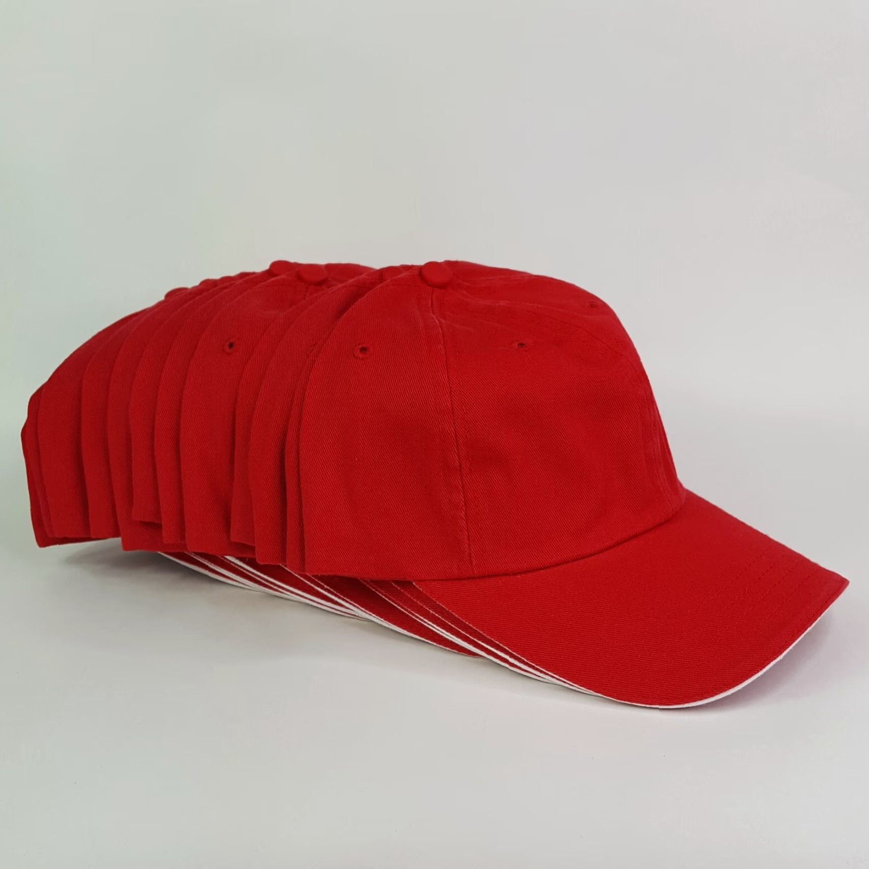Russell Athletic VINTAGE 90s Russell Athletic Hat - Red Adjustable Twill Baseball Cap - Mens - 12 Pack - Plain Solid Cap Size ONE SIZE - 2 Thumbnail