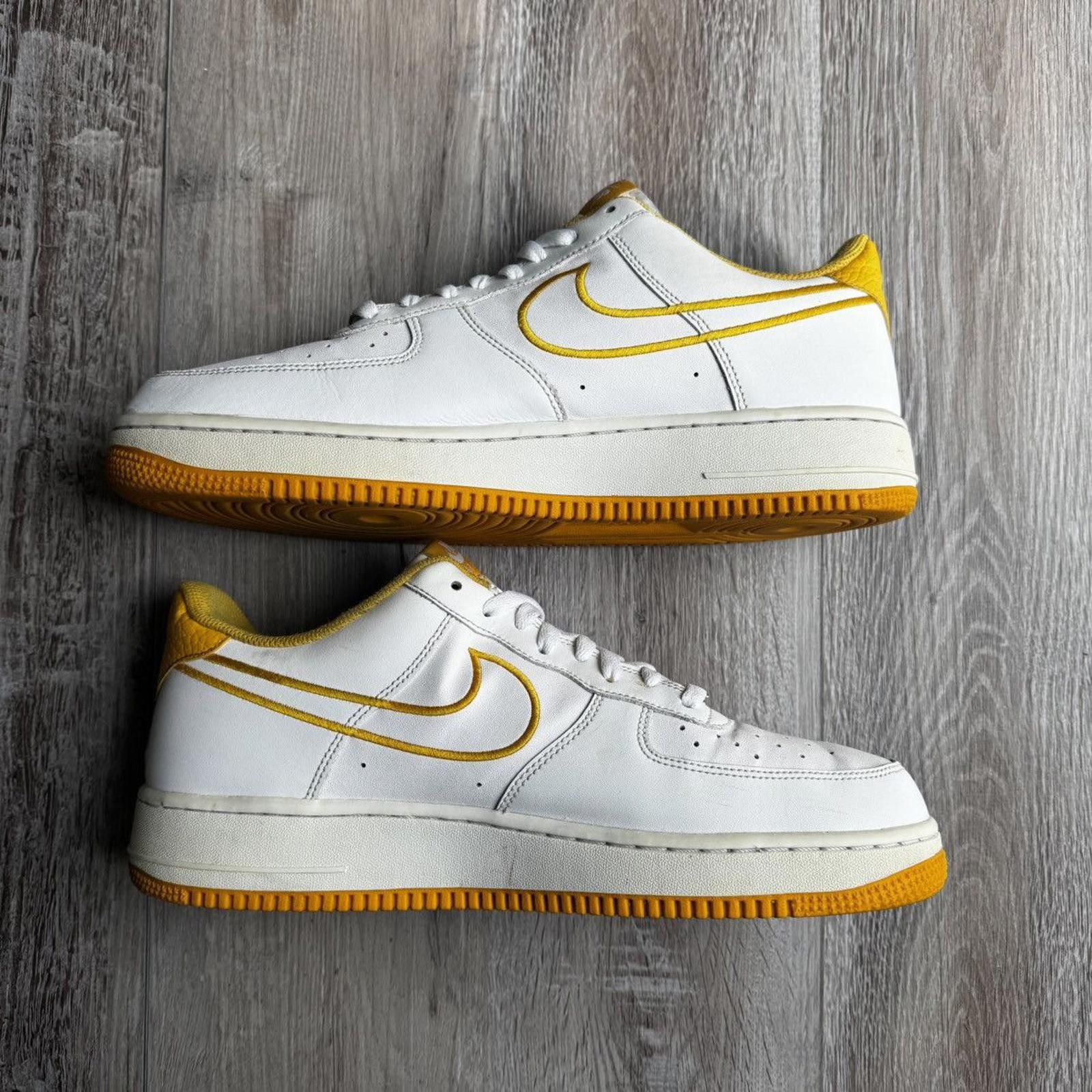 Nike NIKE • Air Force 1 Low "White Yellow Ochre" (12M) Size US 12 / EU 45 - 3 Thumbnail