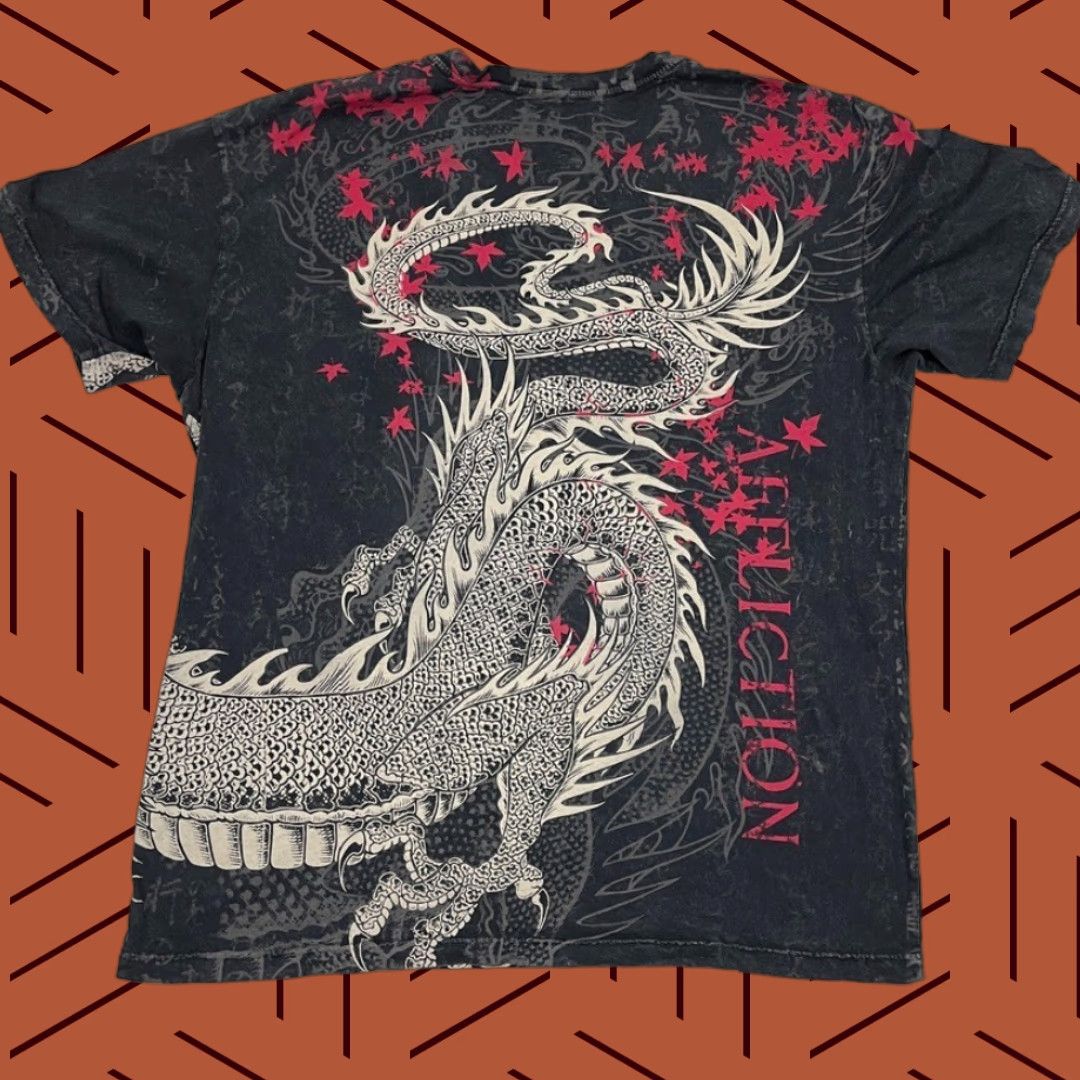 Affliction VINTAGE Affliction Shirt Mens 2XL XXL Black Graphic Print Crew Neck Short Sleeve Distressed Grunge Logo 2010s Mens Size US XXL / EU 58 / 5 - 1 Thumbnail
