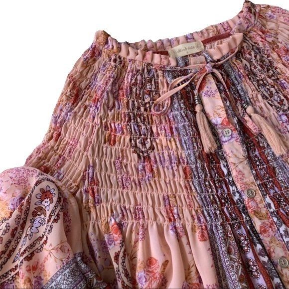 Other Altar'd State Boho Flowy Romantic Floral Print Pleated Tunic Size S / US 4 / IT 40 - 2 Thumbnail