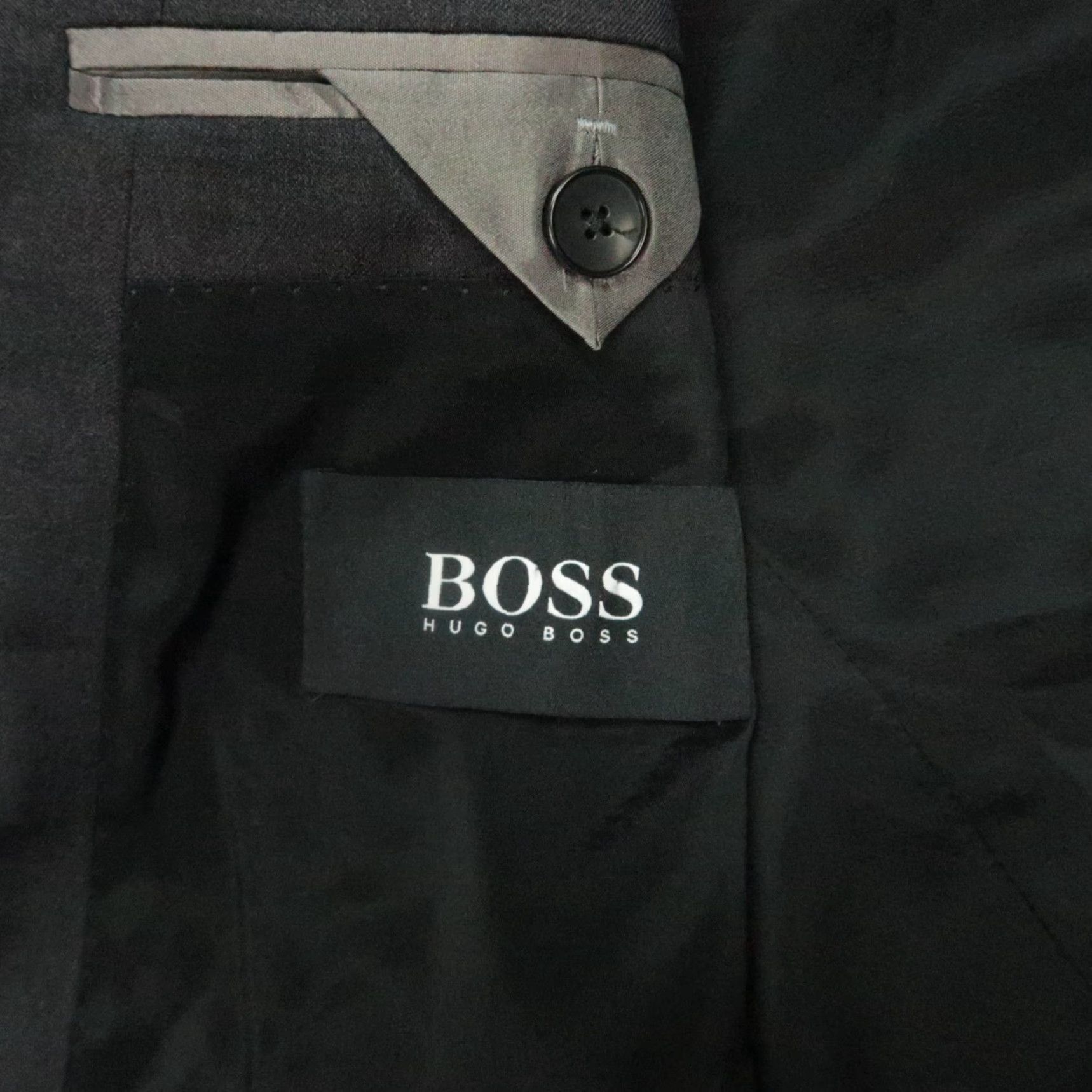 Hugo Boss HUGO BOSS Blazer Mens 42L Charcoal Gray Wool Stretch 2 Piece Notch Lapel Single-Breasted 2-Button 3-Button Sleeve Long/Dry Clean Only Vintage: No Size 42R - 3 Thumbnail