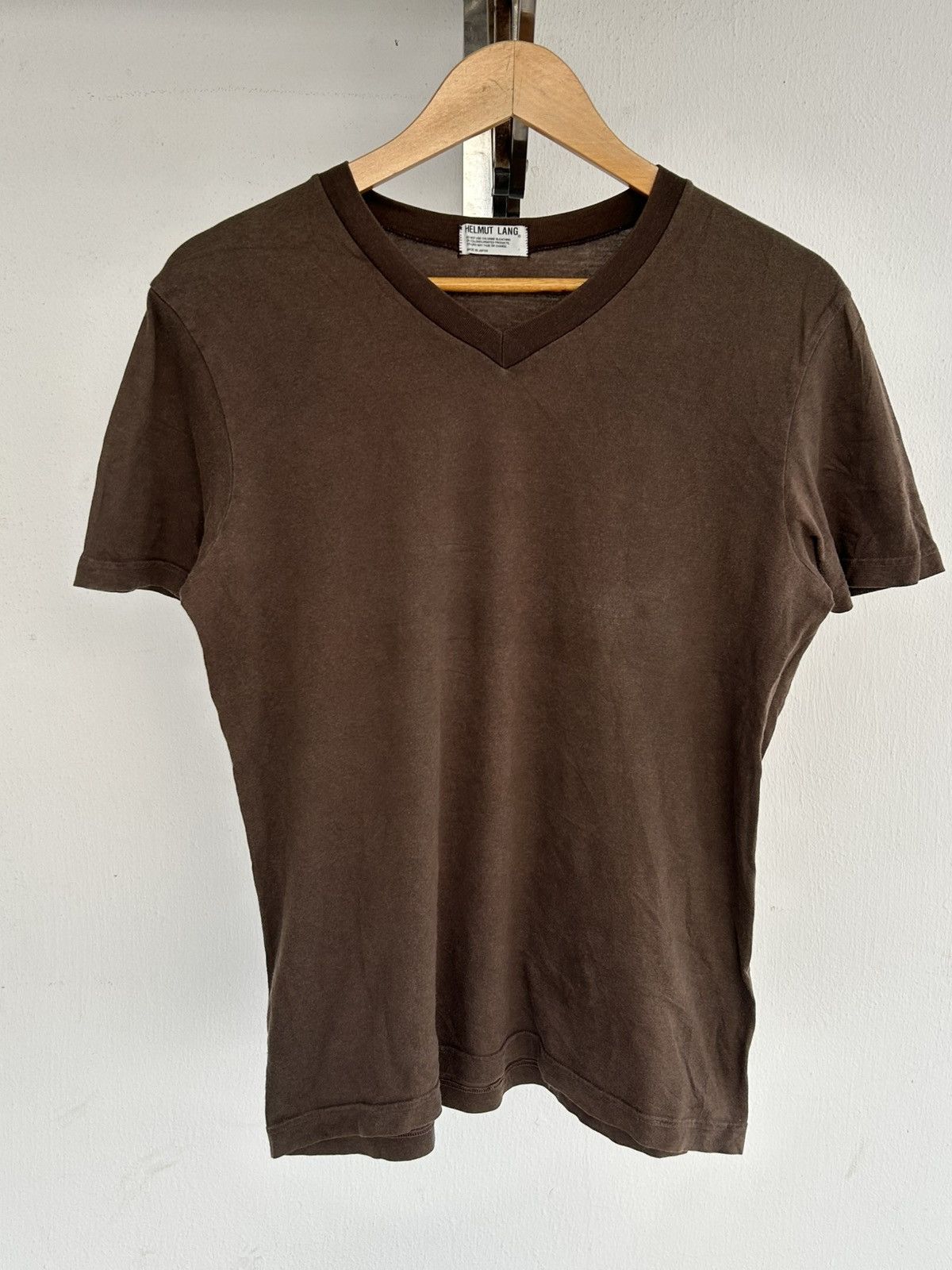 Helmut Lang Helmut Lang Vneck Brown Plain Tee Size US M / EU 48-50 / 2 - 1 Thumbnail