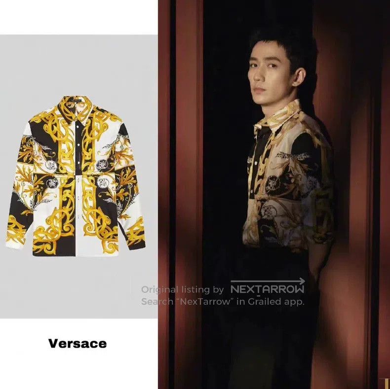 Versace Versace Classic mulberry silk baroque print shirt Size US L / EU 52-54 / 3 - 5 Thumbnail