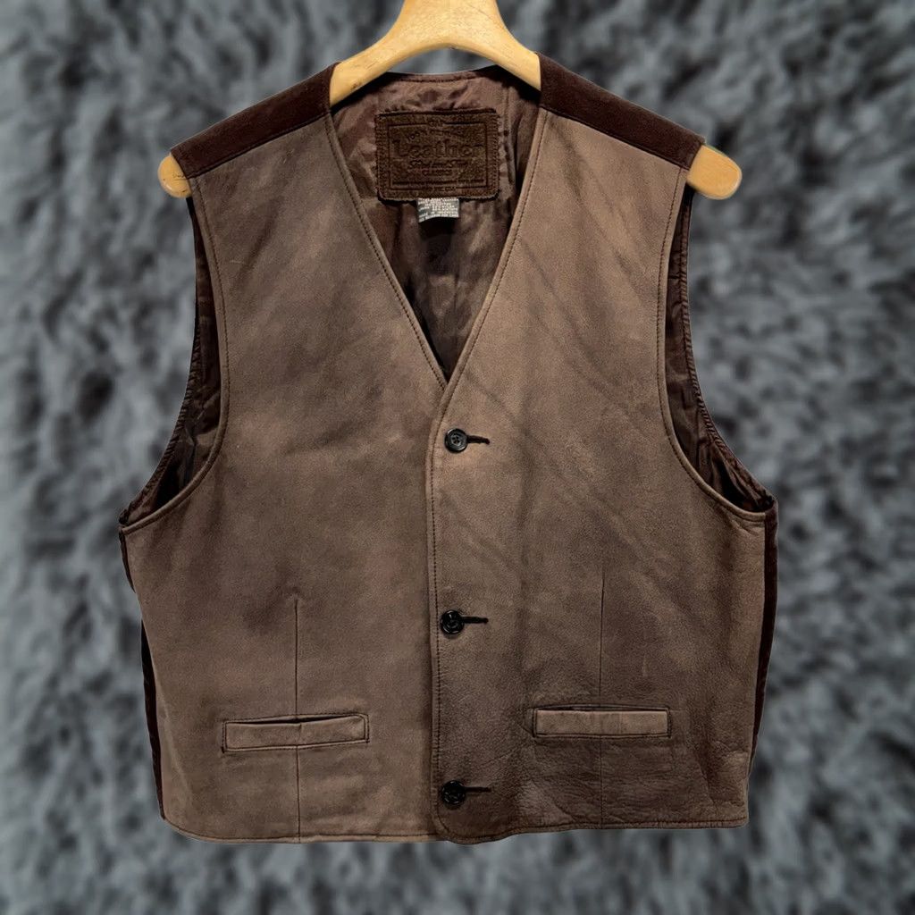 Gap VINTAGE Gap Leather Vest Mens L Brown Waistcoat Cinch Buckle Back Chamois 90s Western Biker Shirt Mens Size US L / EU 52-54 / 3 - 1 Thumbnail