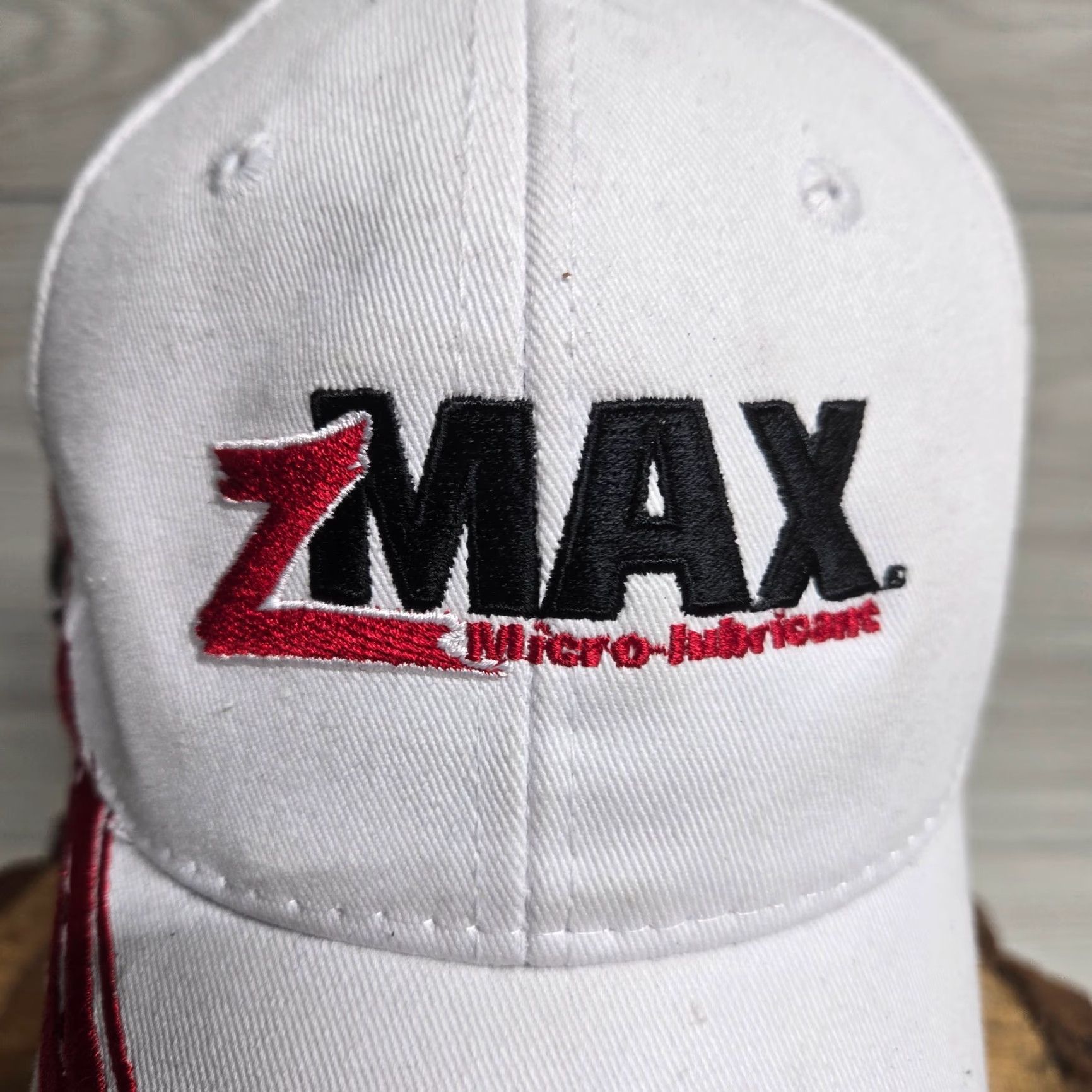 Vintage ZMAX Hat Baseball Cap One Size White Adjustable Mens Adult Automotive Theme Cap Size ONE SIZE - 2 Thumbnail