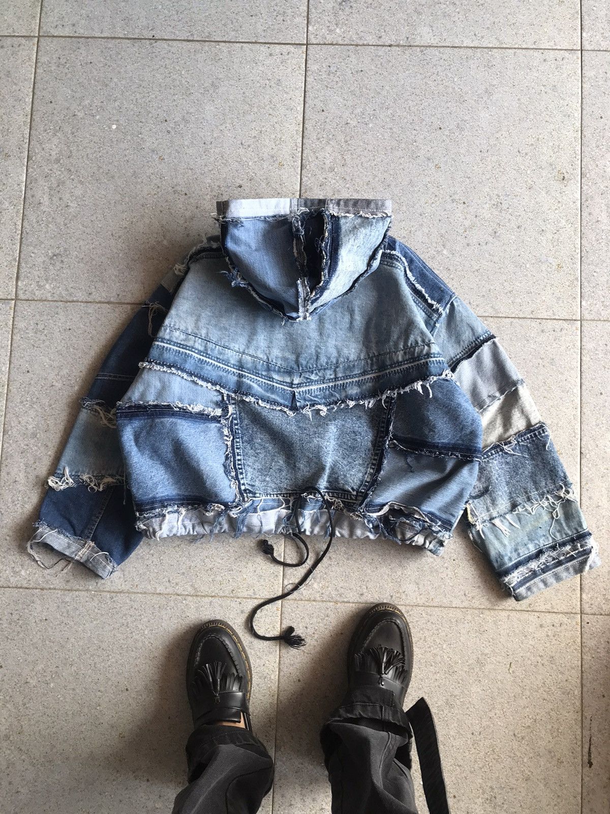 Handmade × Vintage Zipper Denim Jacket Upcycle Size US XL / EU 56 / 4 - 7 Thumbnail
