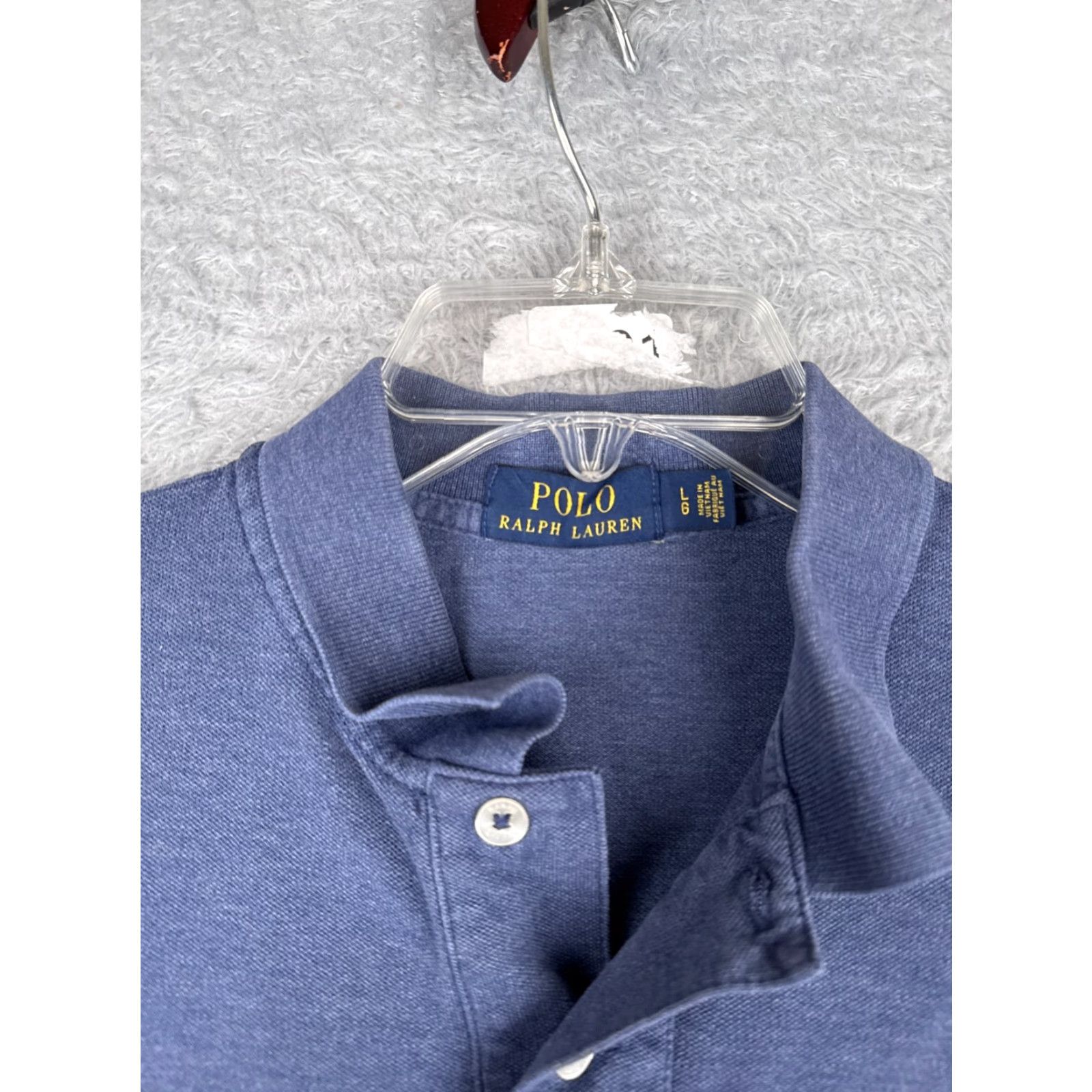 Ralph Lauren VINTAGE Ralph Lauren Polo Shirt Mens Large Blue Cotton Blend Knit Stretch Golf Shirt Size US L / EU 52-54 / 3 - 7 Thumbnail