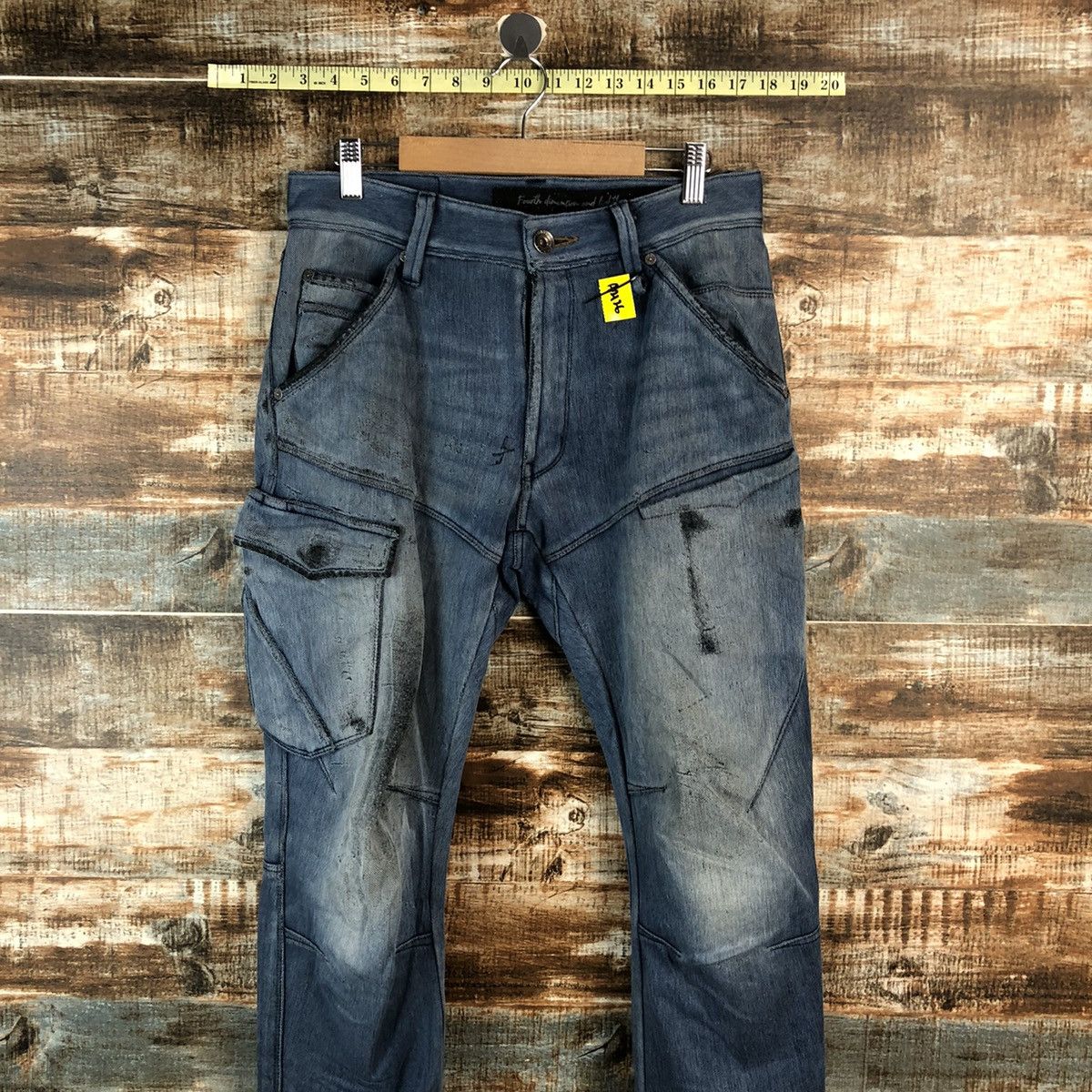 Japanese Brand Field Core Blue ripped Distressed Denim cargo Pants #A2126 Size US 29 - 2 Thumbnail
