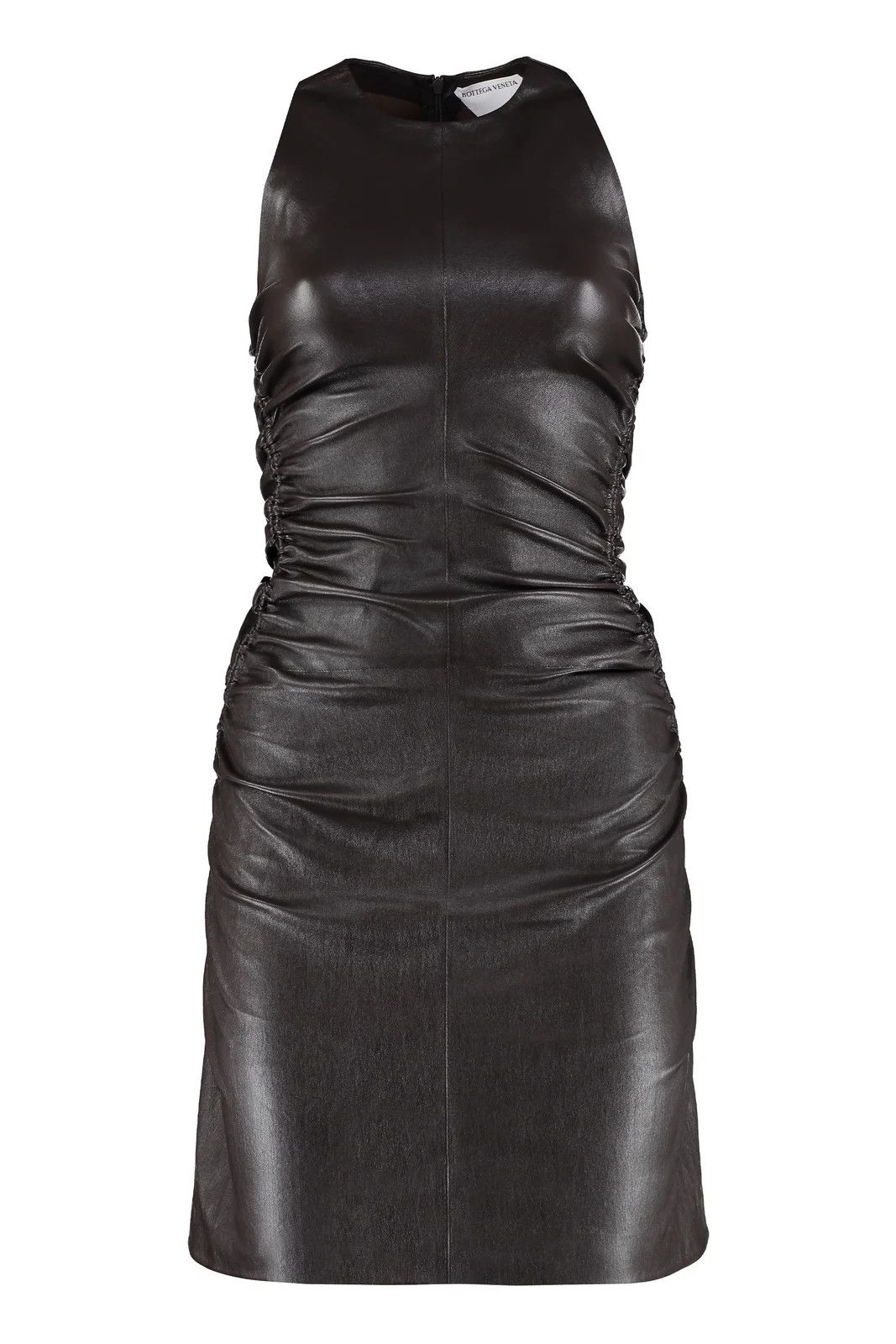 image of Bottega Veneta O1Bcso1Str0324 Leather Mini Dress In Brown, Women's (Size Small)