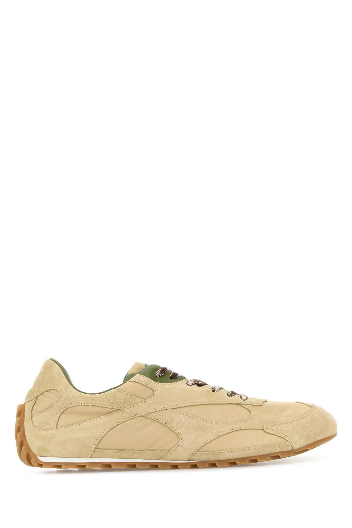 Beige Suede And Fabric Orbit Sneakers