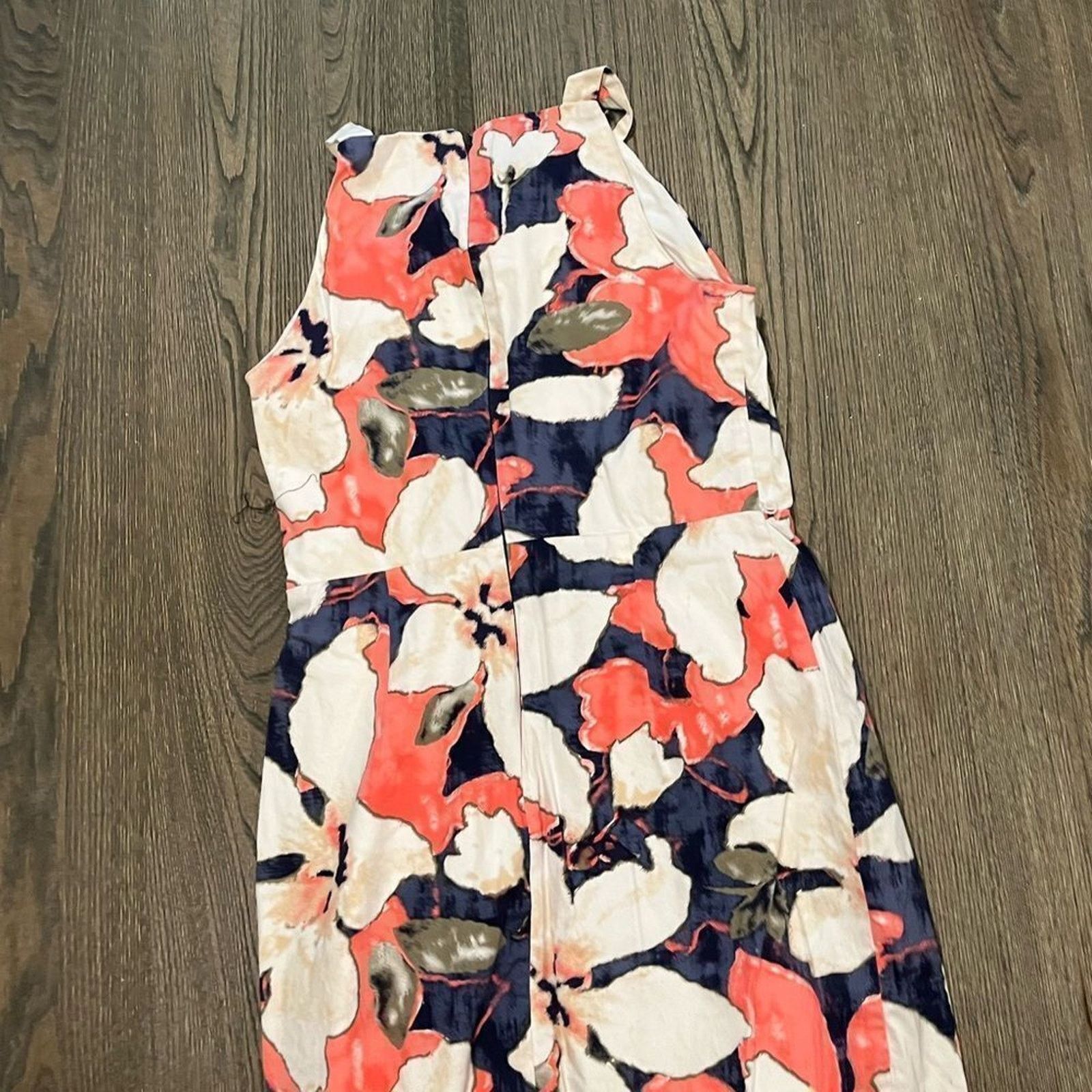 Vintage Cato Tropical Floral Cream Orange Sheath Dress Size 10 Size L / US 10 / IT 46 - 6 Thumbnail