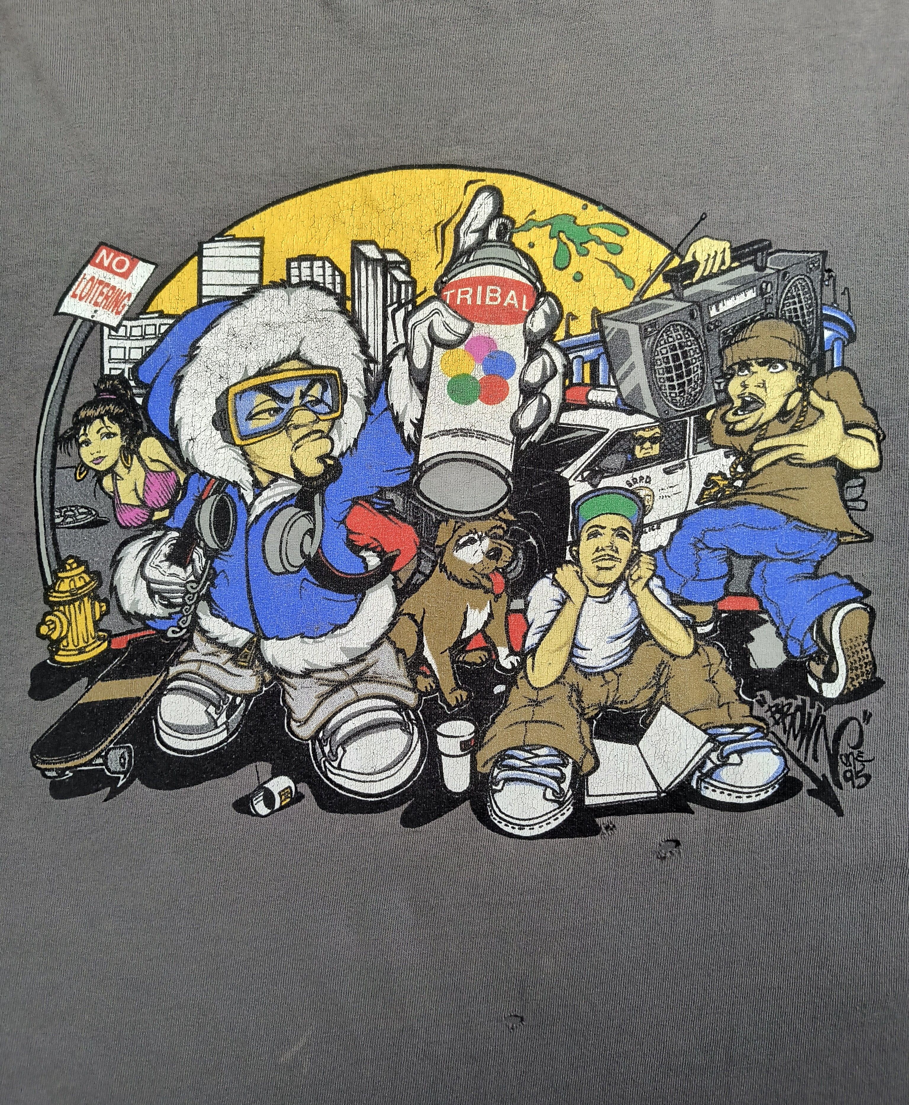 Tribal Streetwear Distressed vintage Tribal gear graffiti tag 1995 tee Size US XL / EU 56 / 4 - 1 Thumbnail