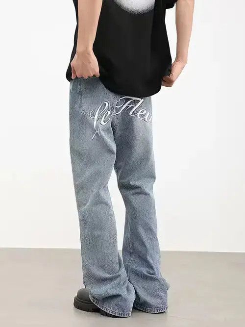 Vintage pattern flared hiphop jeans Size US 30 / EU 46 - 3 Thumbnail