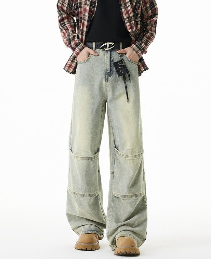 Japanese Brand American retro hip-hop washed workwear patchwork jeans Size US 32 / EU 48 - 1 Thumbnail