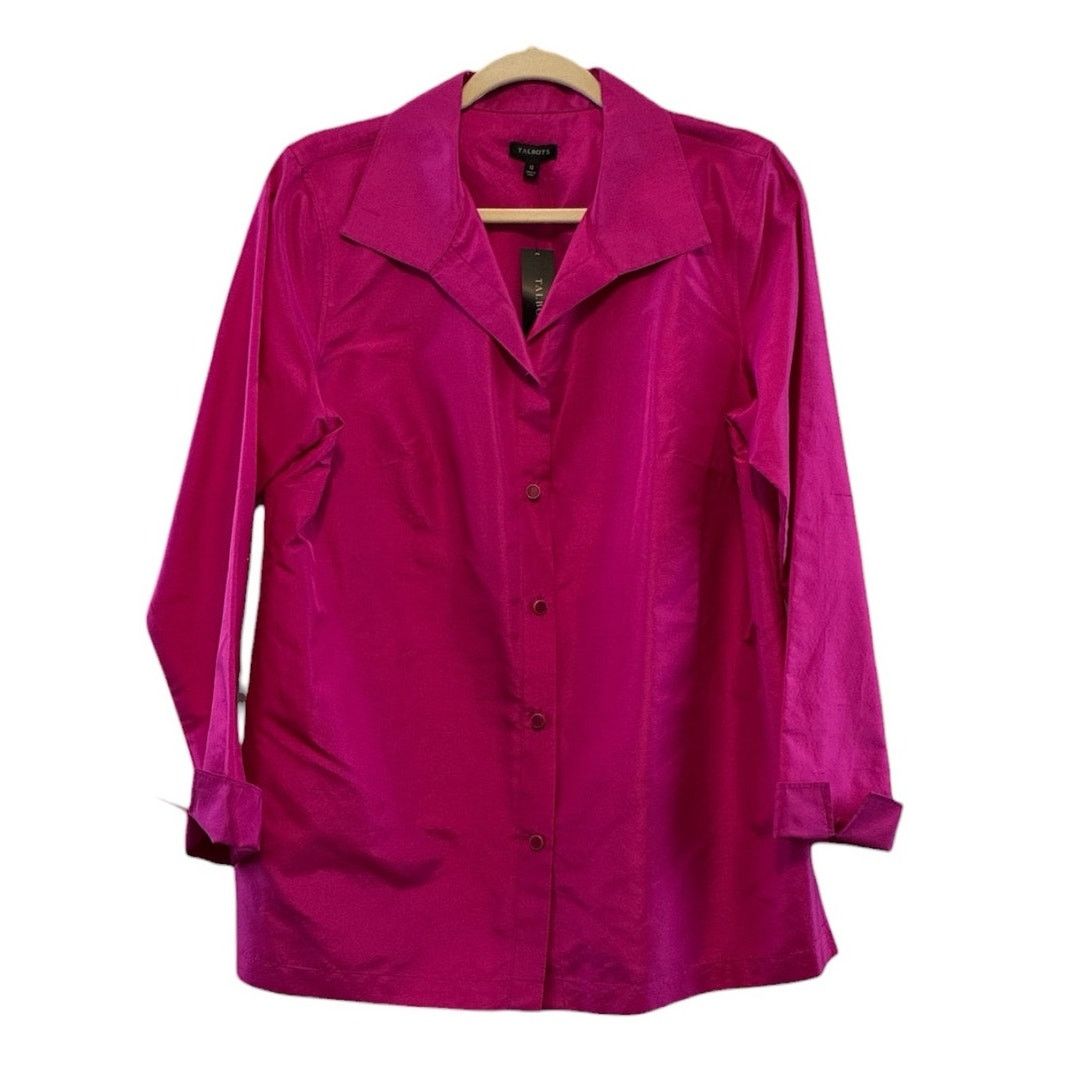 Talbots Talbots silk taffeta fuchsia long sleeve blouse NWT Size XL / US 12-14 / IT 48-50 - 2 Thumbnail