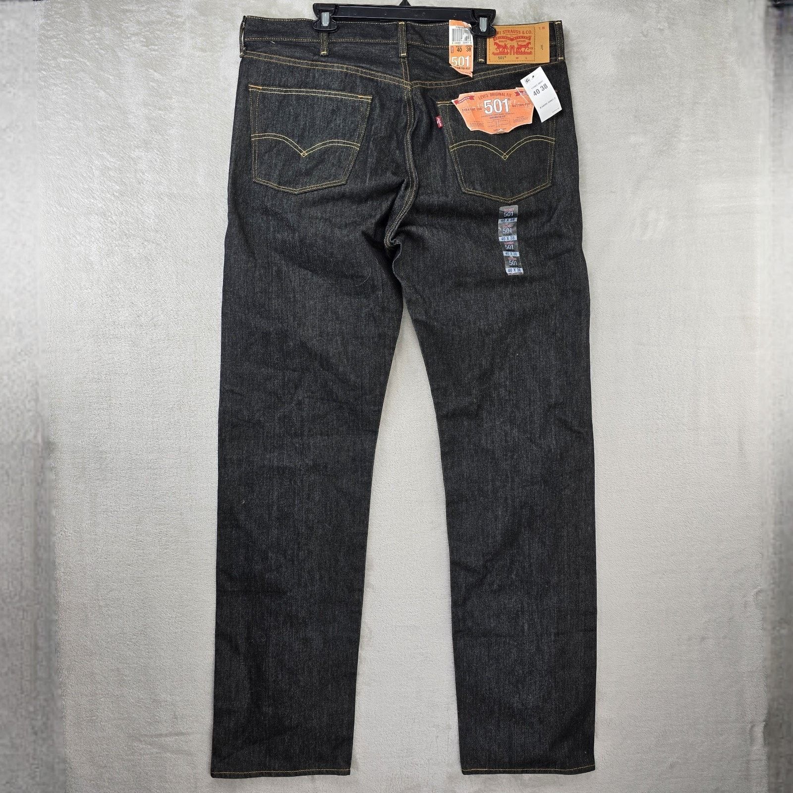 Levi's Levis 501 Jeans 40x38 Black Denim Straight Leg Button Fly Size US 40 / EU 56 - 7 Thumbnail
