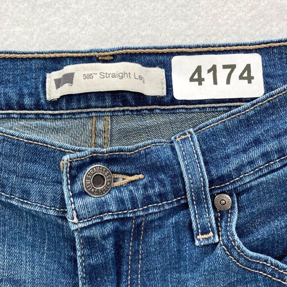 Levi's Levi's 505 Jeans Women's 6 Medium Wash Blue Stretch Denim Straight Leg Mid Rise Regular Size 28in Inseam 28in Size 28" / US 6 / IT 42 - 4 Thumbnail