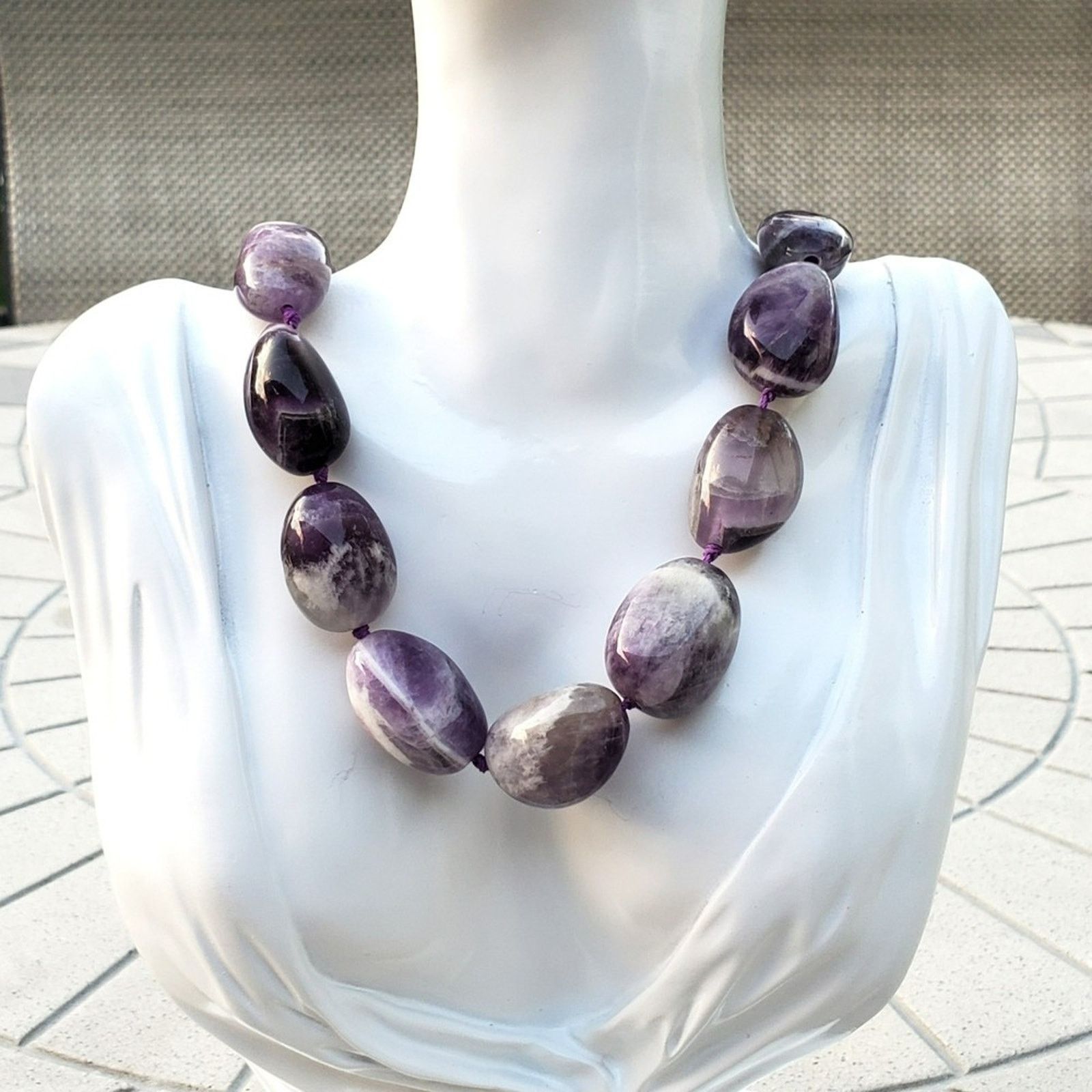 Designer MMA BMCo Sterling Silver Polished Chevron Amethyst Necklace Size ONE SIZE - 2 Thumbnail