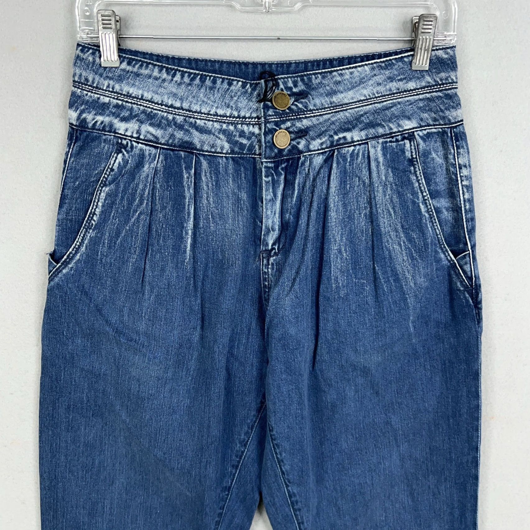 Vintage BLANKNYC Jeans Womens 26 Blue High Rise Denim Pleated Tapered Balloon Bo Legged Size 26" / US 2 / IT 38 - 5 Thumbnail