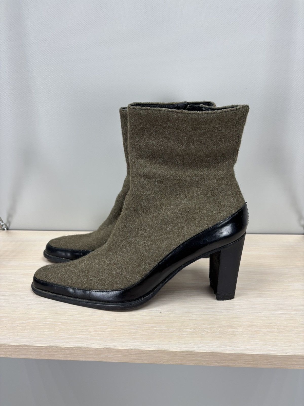 Jil Sander Womens wool heels Jil Sander Size 38 1/2 Color Green/Black Size US 8.5 / IT 38.5 - 4 Thumbnail