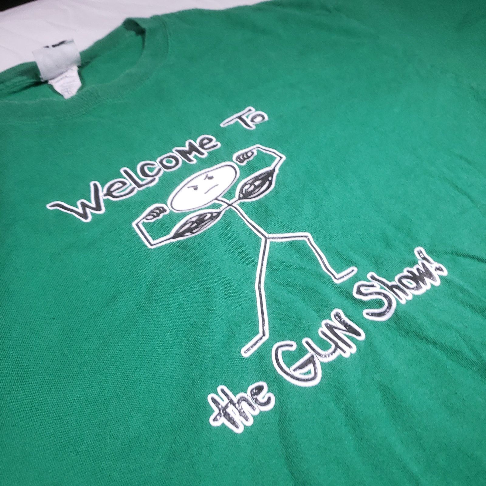 Vintage Rare 2000s Funny Stick Figure Welcome To The Gun Show TShirt Size US L / EU 52-54 / 3 - 2 Thumbnail