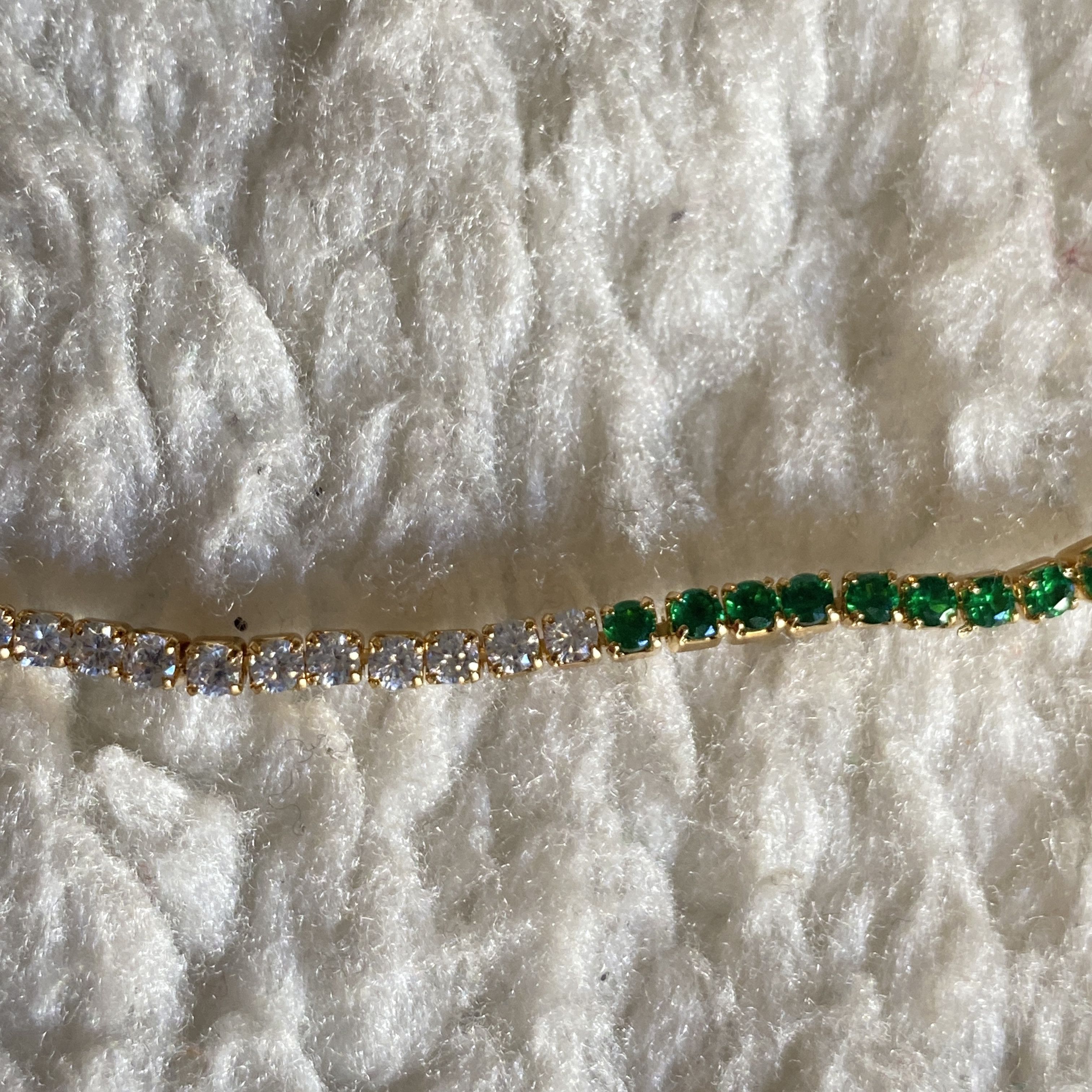 Forever 21 Forever 21 Green & Clear CZ Tennis Choker Necklace Size ONE SIZE - 11 Thumbnail