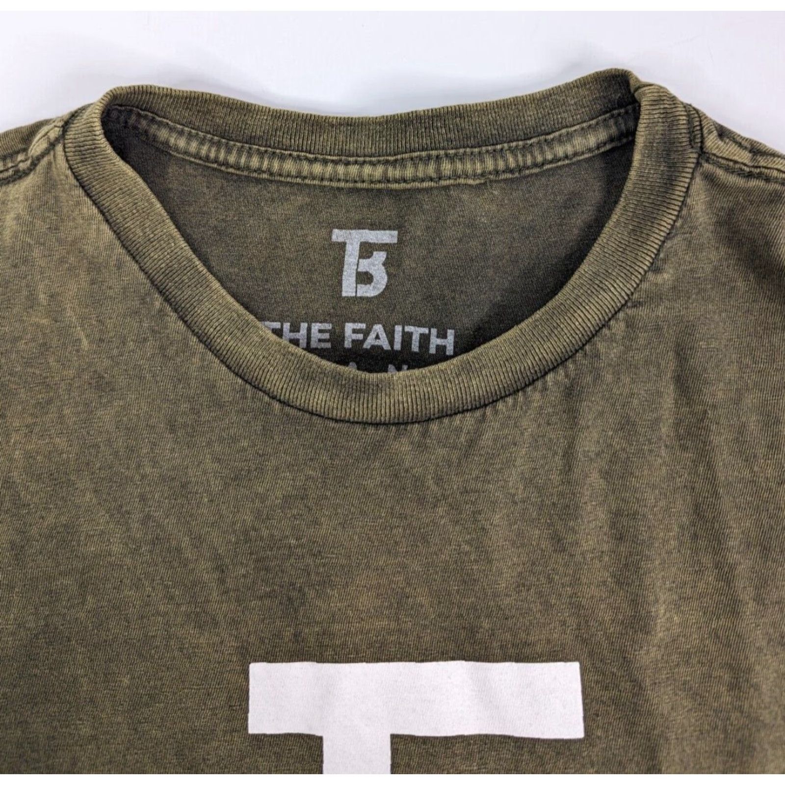Vintage The Faith Brand Olive Green T-Shirt Mens L Crew Neck Short Sleeve Cotton Blend Religious Shirt Summer Women Size L / US 10 / IT 46 - 7 Thumbnail