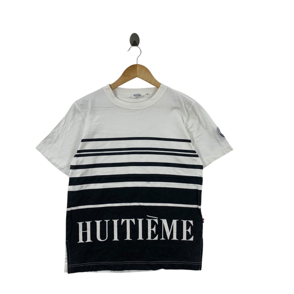 Vintage Vintage HUITIEME PARIS Sports Studio Striped Tee Shirt Top Size M / US 6-8 / IT 42-44 - 4 Thumbnail