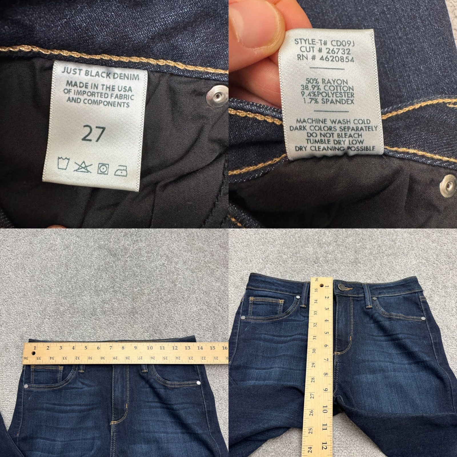 Denime JUST BLACK Jeans Women 27 Blue Dark Wash Mid Rise Skinny Denim 5-Pocket Jeans Size 27" / US 4 / IT 40 - 8 Thumbnail