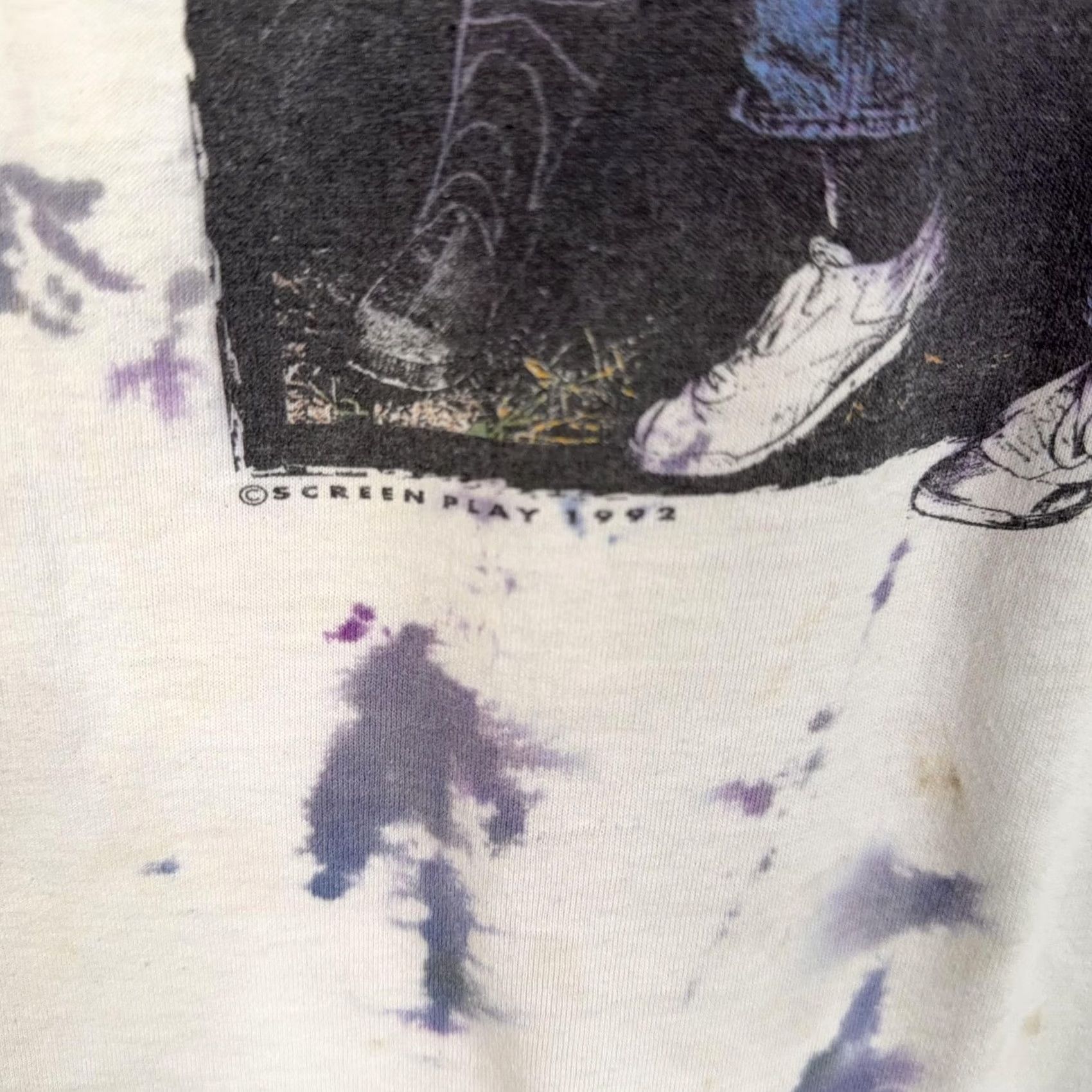 Fruit Of The Loom VINTAGE Fruit of the Loom Louisiana Boys Tour Shirt Mens Large White Purple Tie Dye 1992 90s Graphic Print Short Sleeve Crew Neck T-Shirt Mens Women? Size US L / EU 52-54 / 3 - 3 Thumbnail