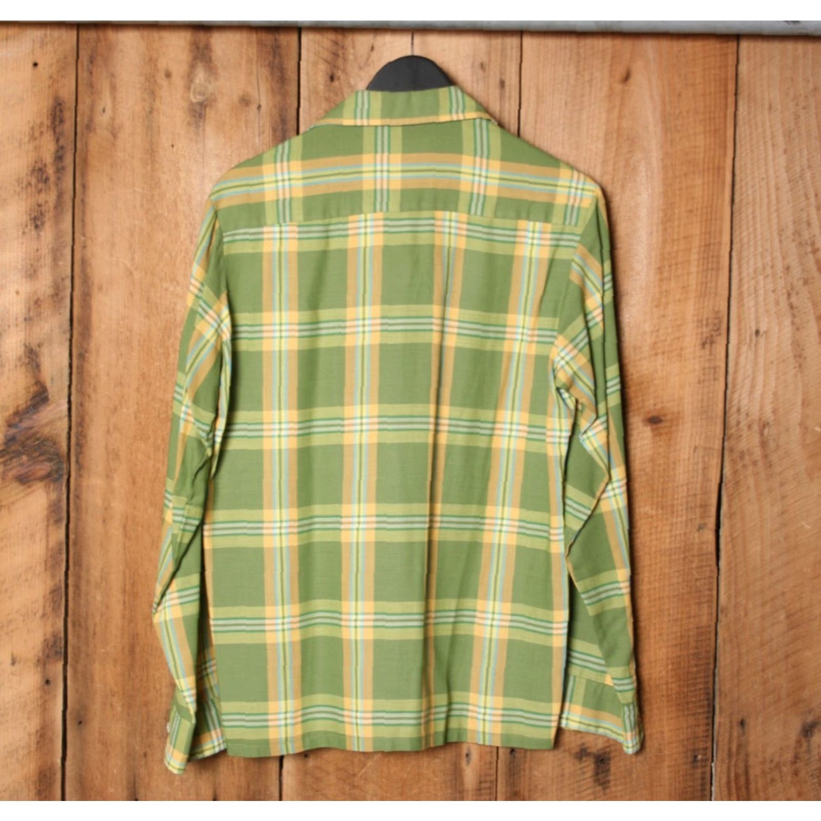 Vintage VINTAGE Brent Shirt Mens S Plaid Windowpane 60s Green Blue Yellow Button-Up Collar" Size US S / EU 44-46 / 1 - 6 Thumbnail